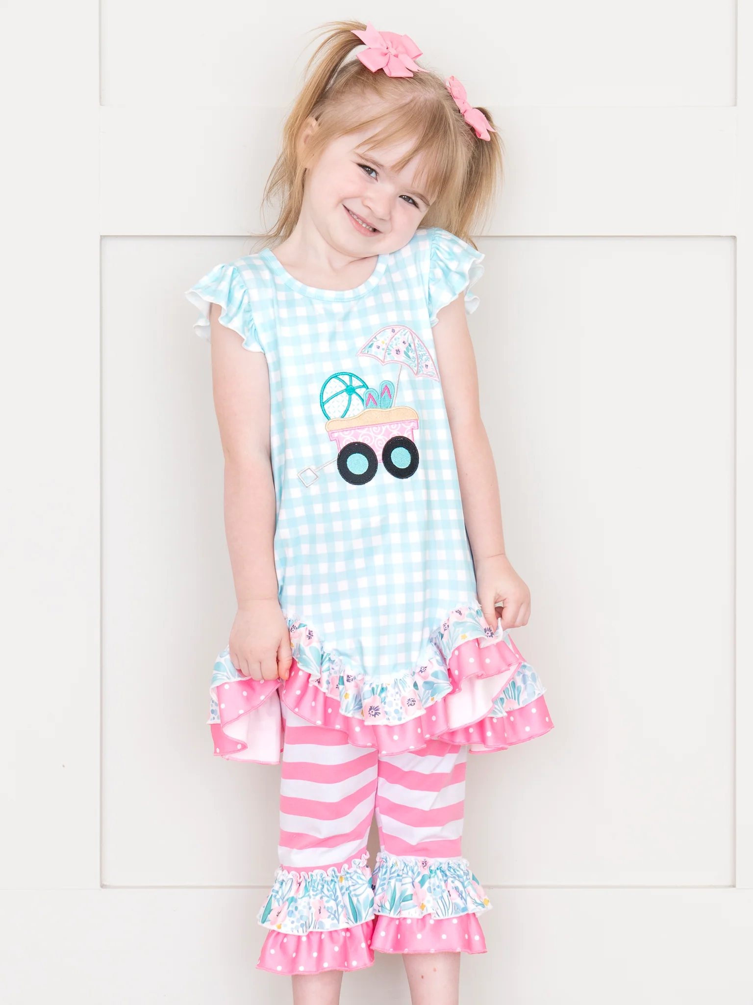 Beach Day Gingham Ruffle Outfit