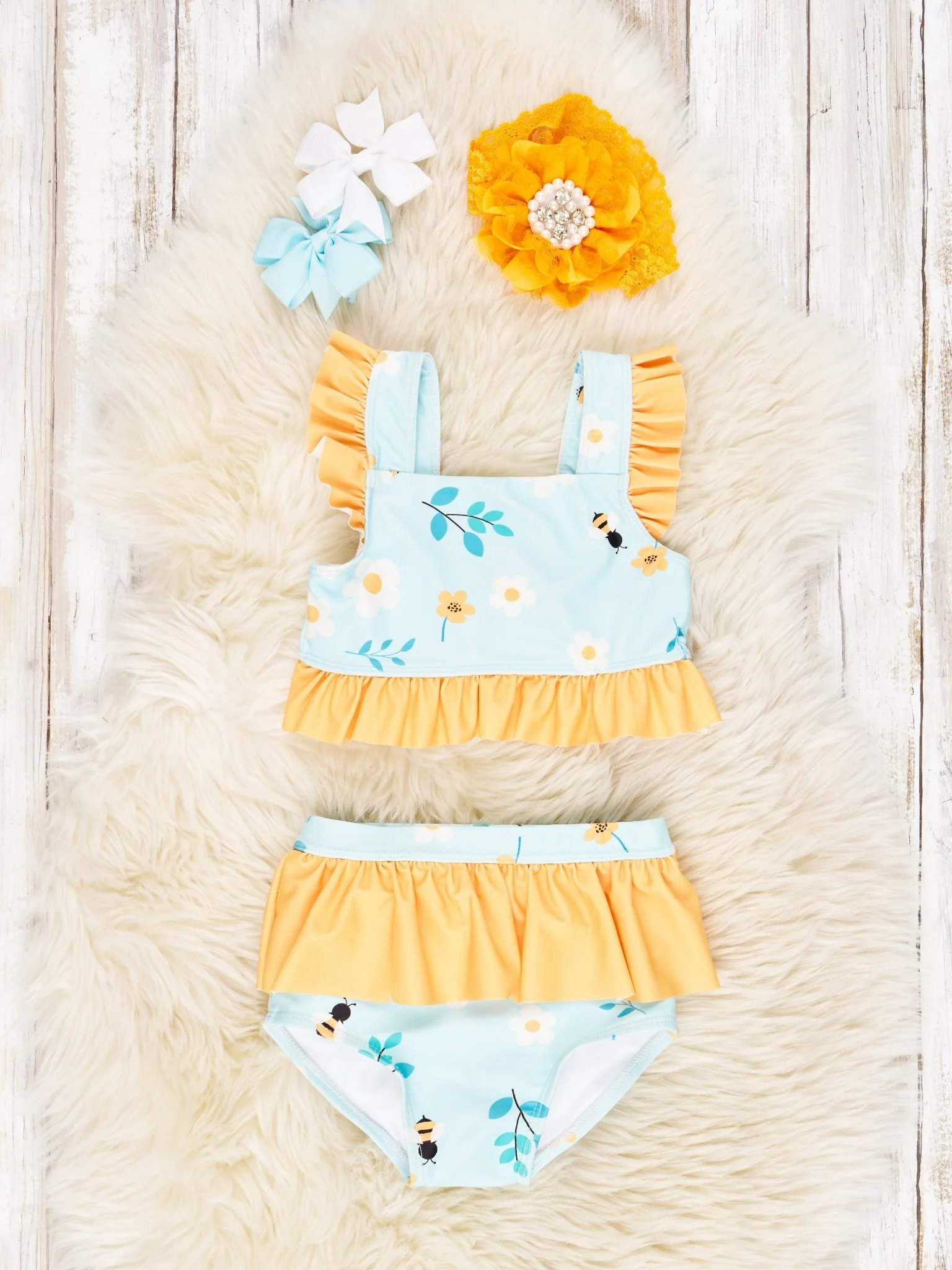 Beautiful Bees Ruffle Swimsuit