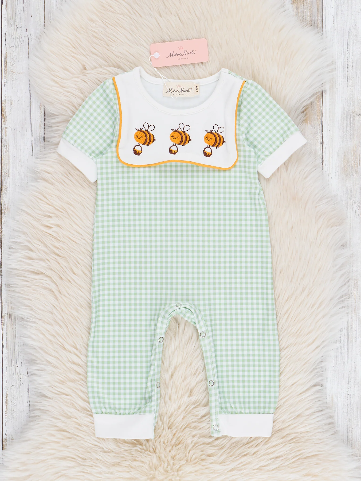 Bee in Your Bonnet Embroidered Romper