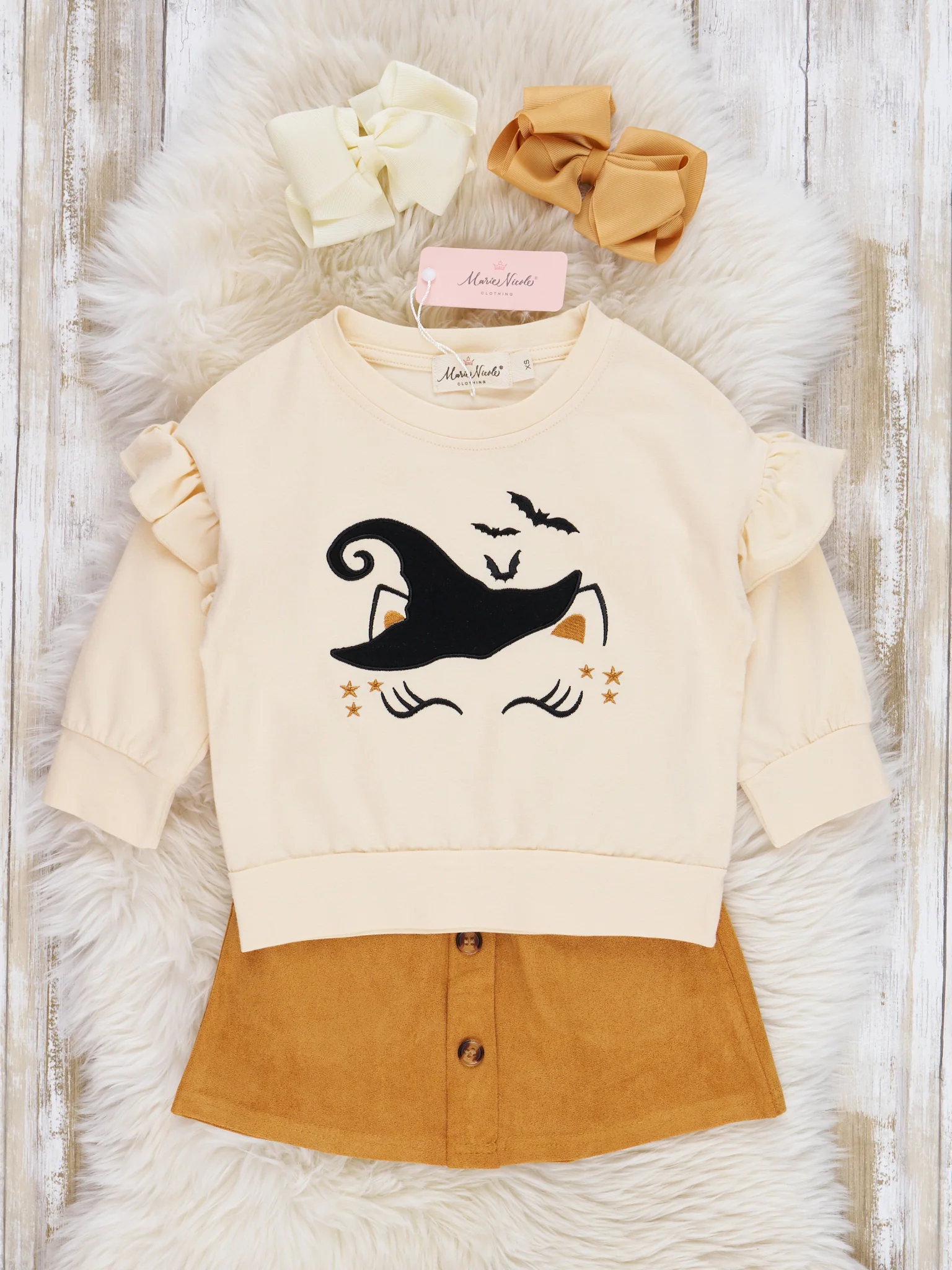 Beige Bewitching Cat Suede Outfit - Image 2