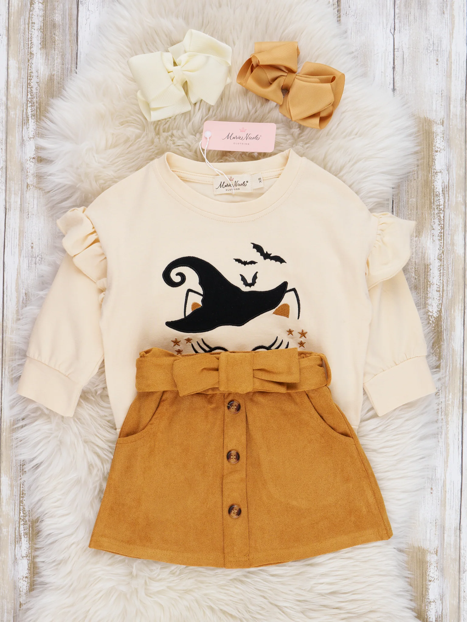 Beige Bewitching Cat Suede Outfit - Image 3