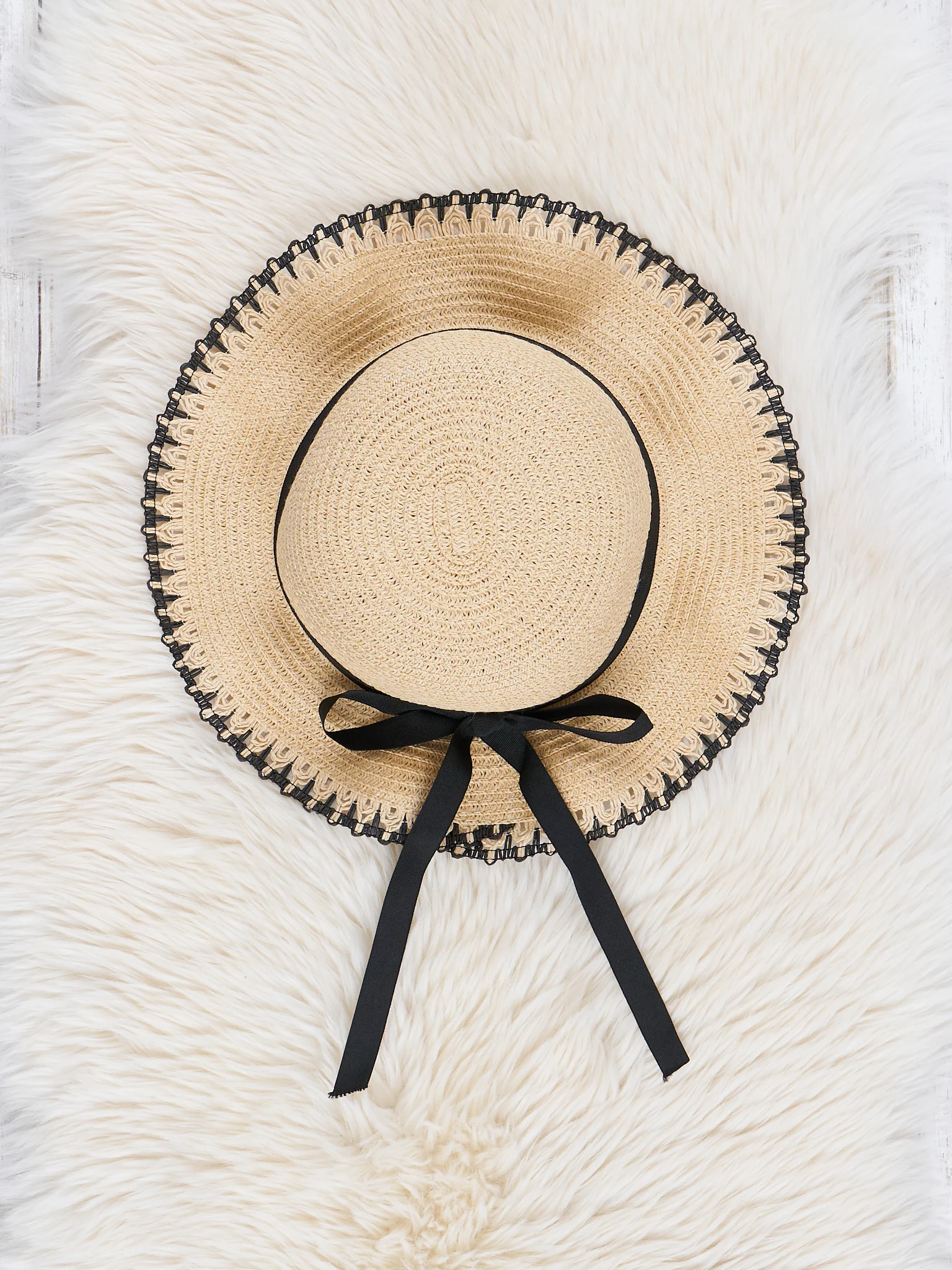 Beige Ruffle Sun Hat
