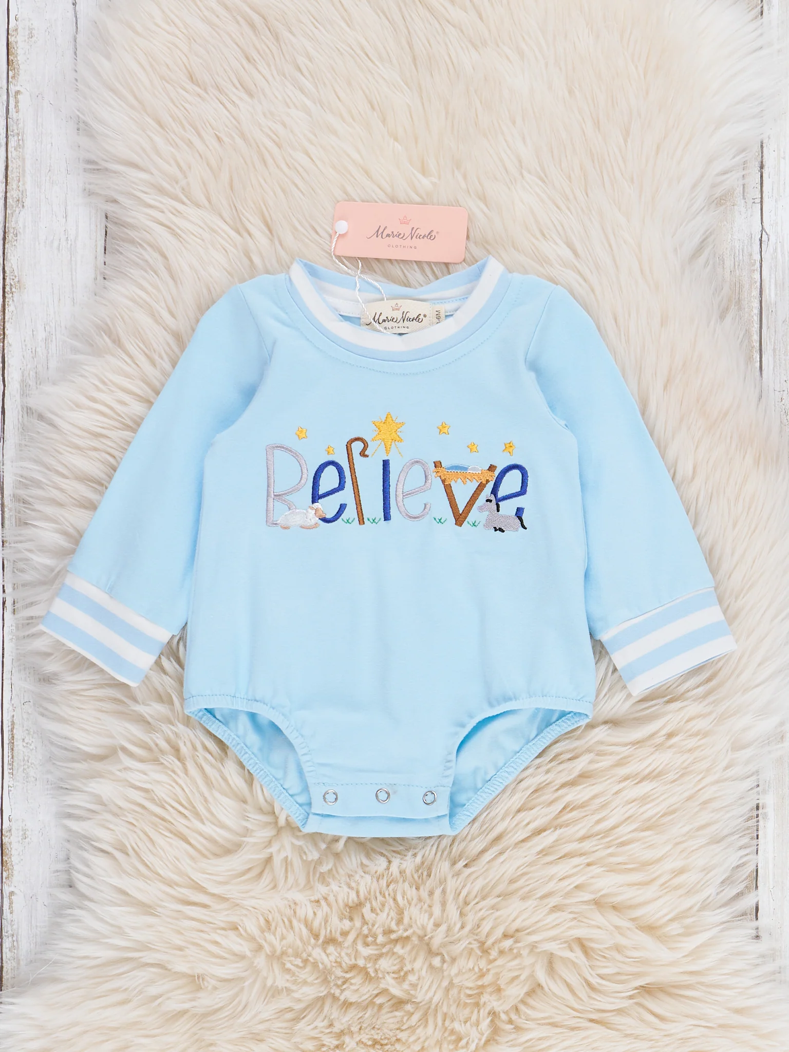 Believe in Nativity Embroidered Onesie