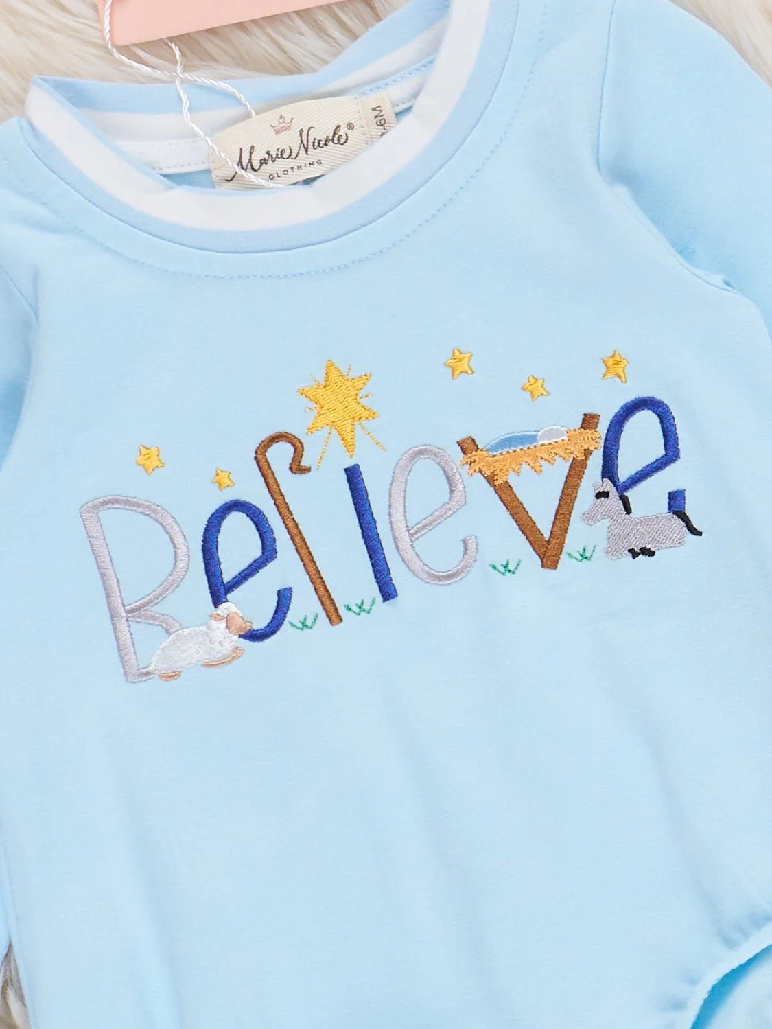 Believe in Nativity Embroidered Onesie - Image 2