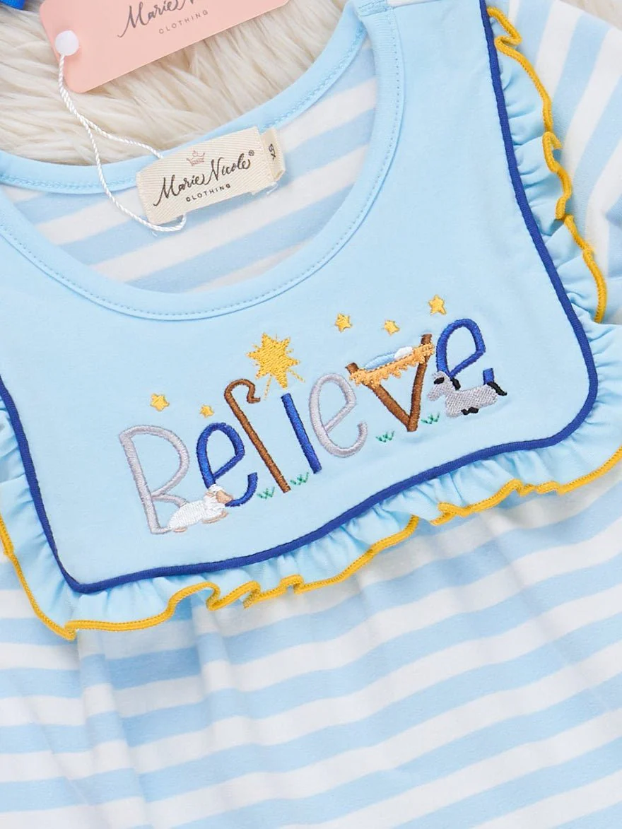 Believe in Nativity Embroidered Ruffle Dress - Image 2