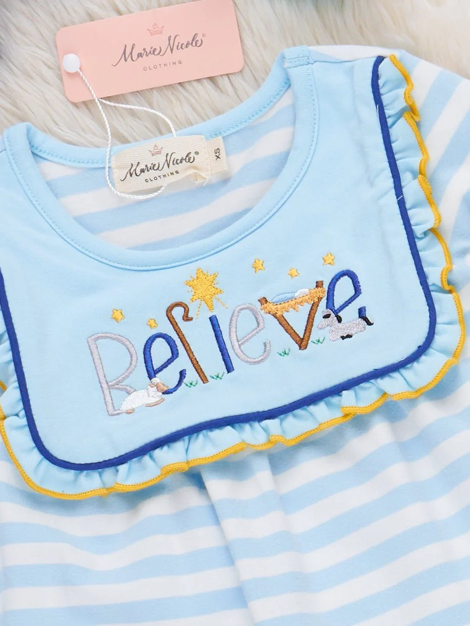 Believe in Nativity Embroidered Ruffle Outfit - Image 2