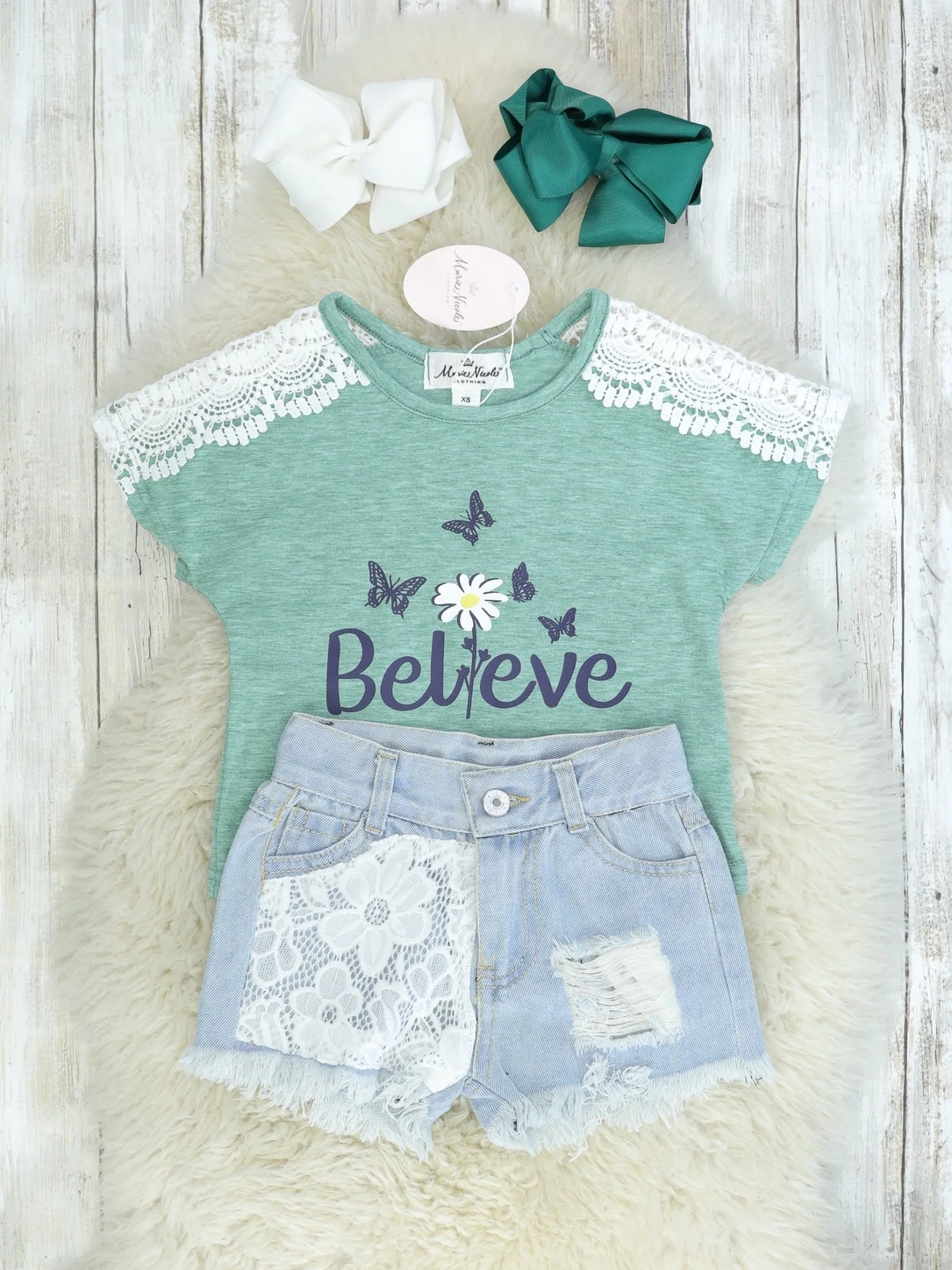 "Believe" Top & Distressed Denim Outfit - Image 2