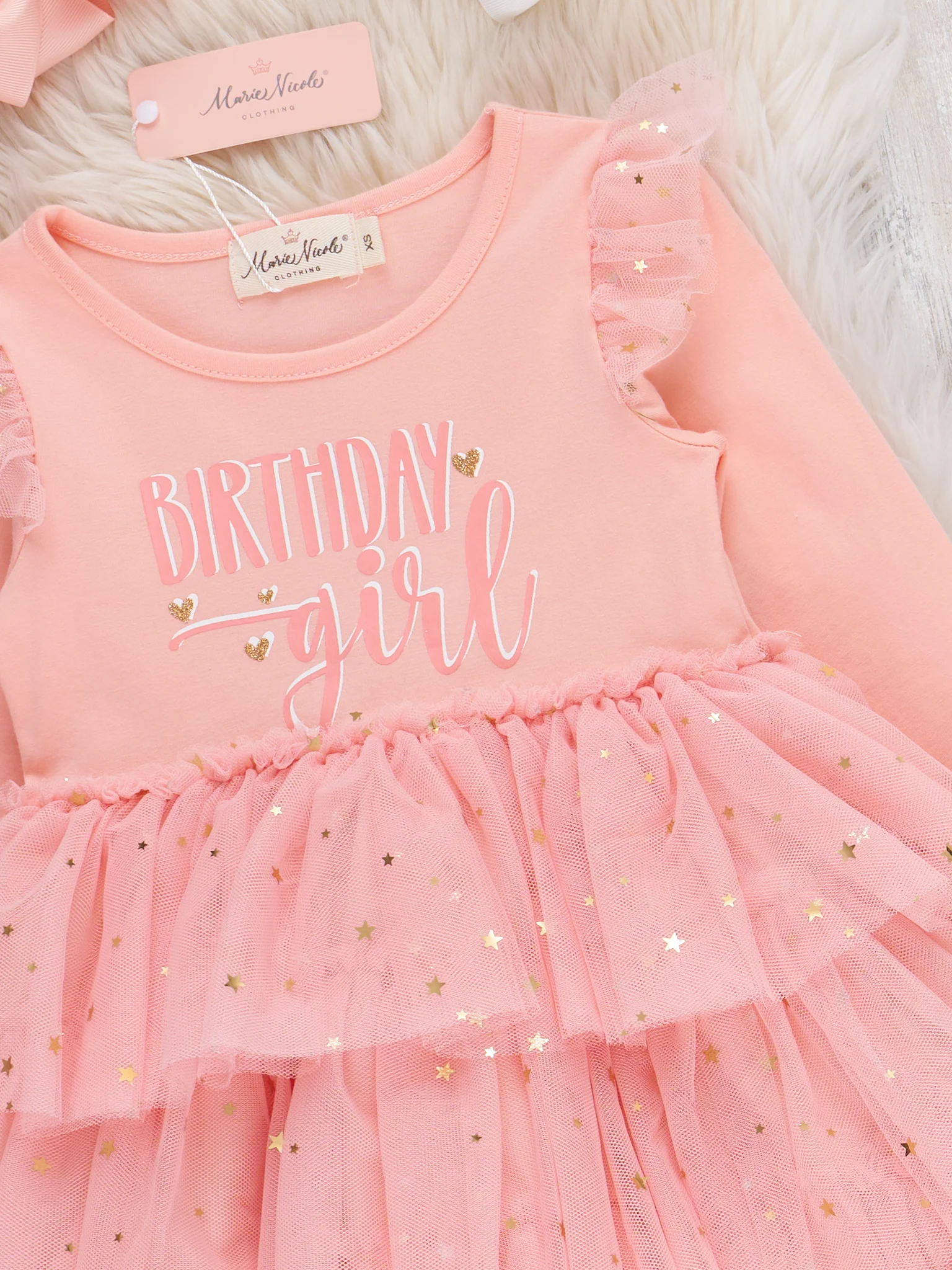 "Birthday Girl" Pink Princess Tulle Dress - Image 3