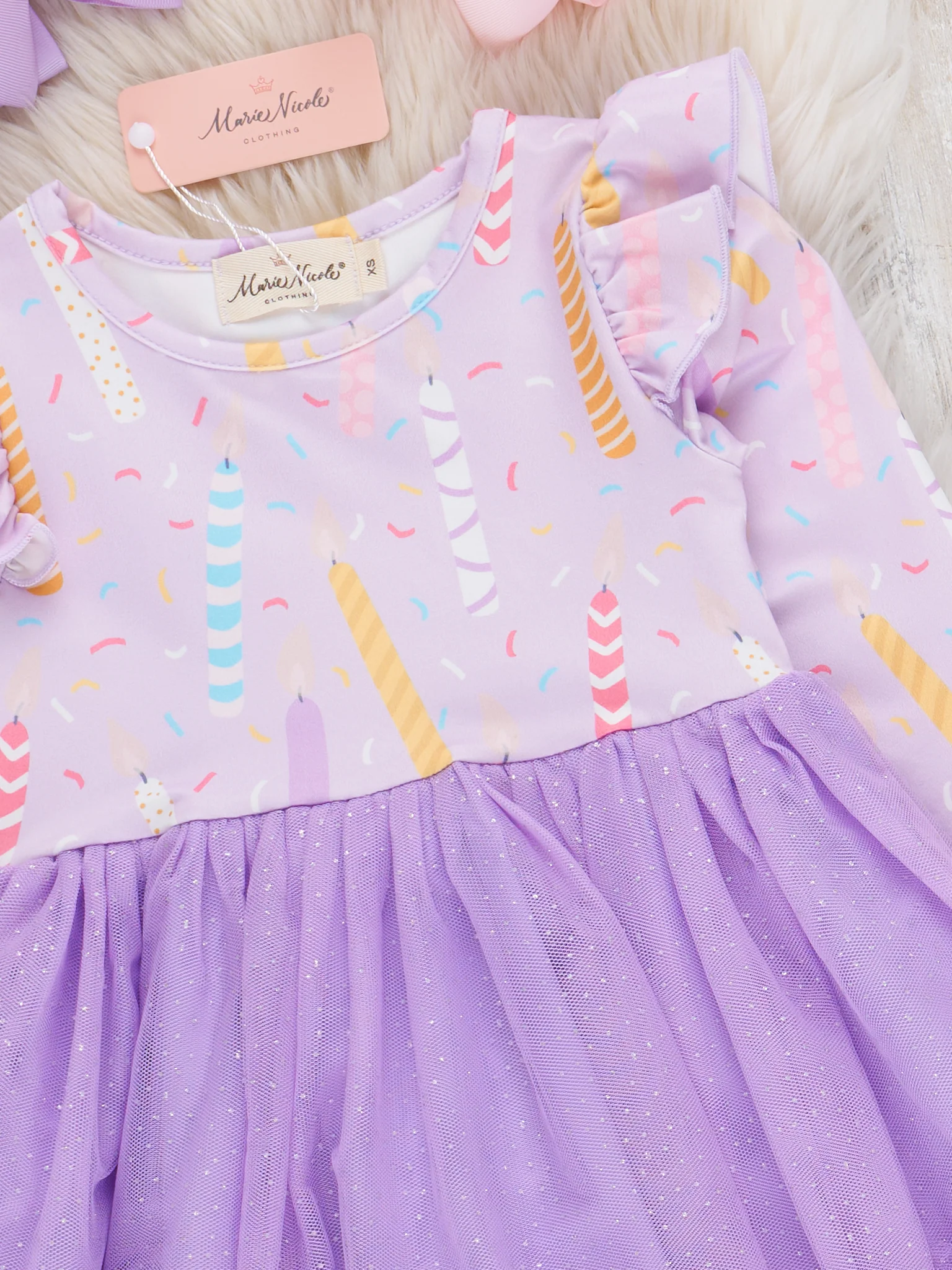 Birthday Girl's Candles Tulle Dress - Image 3