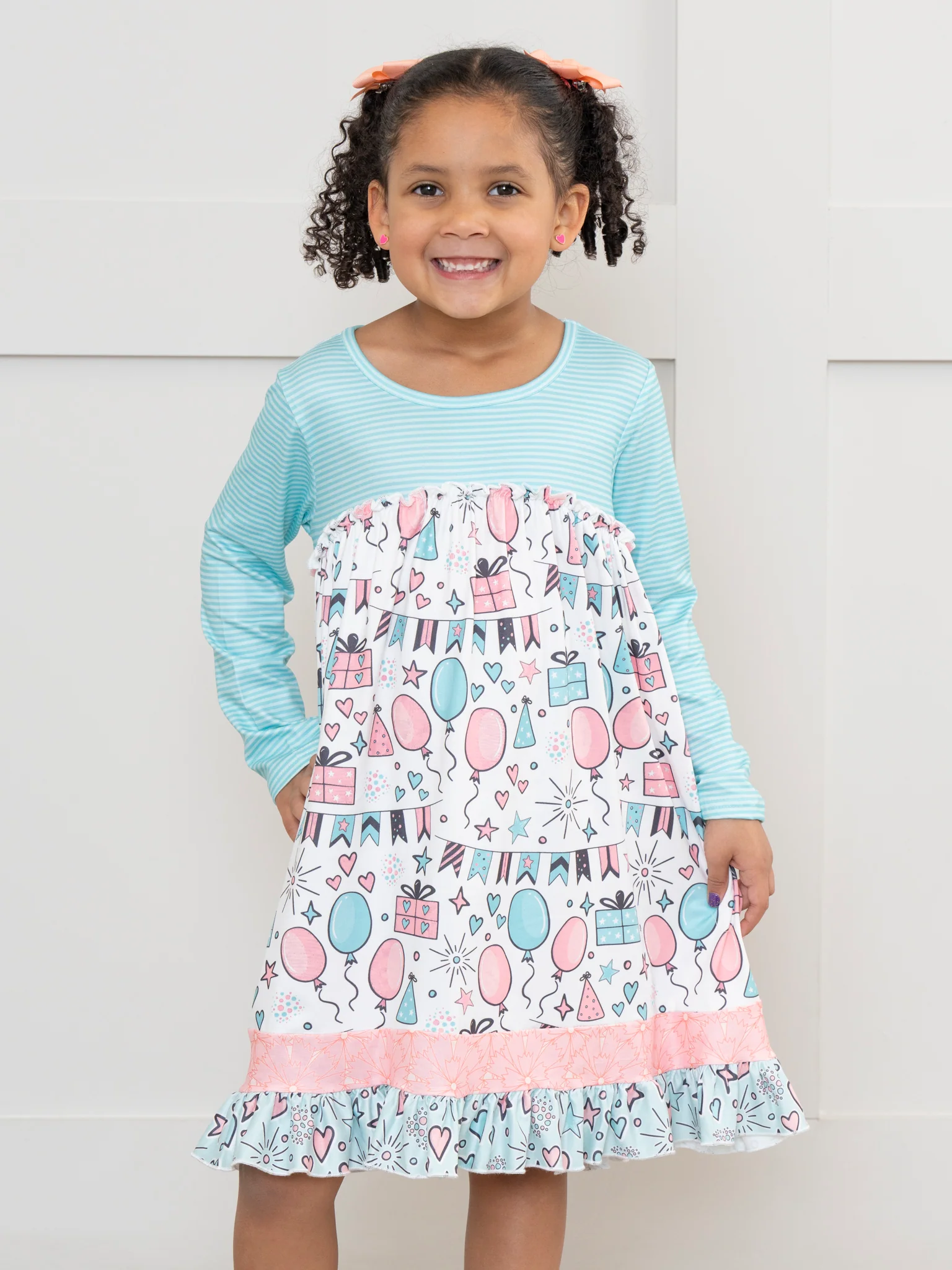 Birthday Party Stripes Ruffle Dress