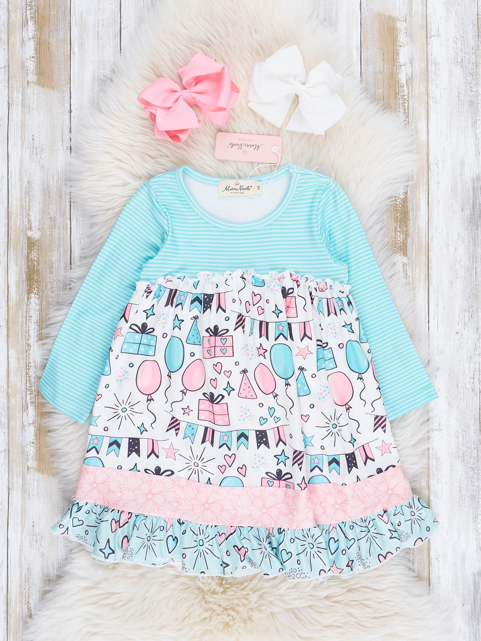Birthday Party Stripes Ruffle Dress - Image 2