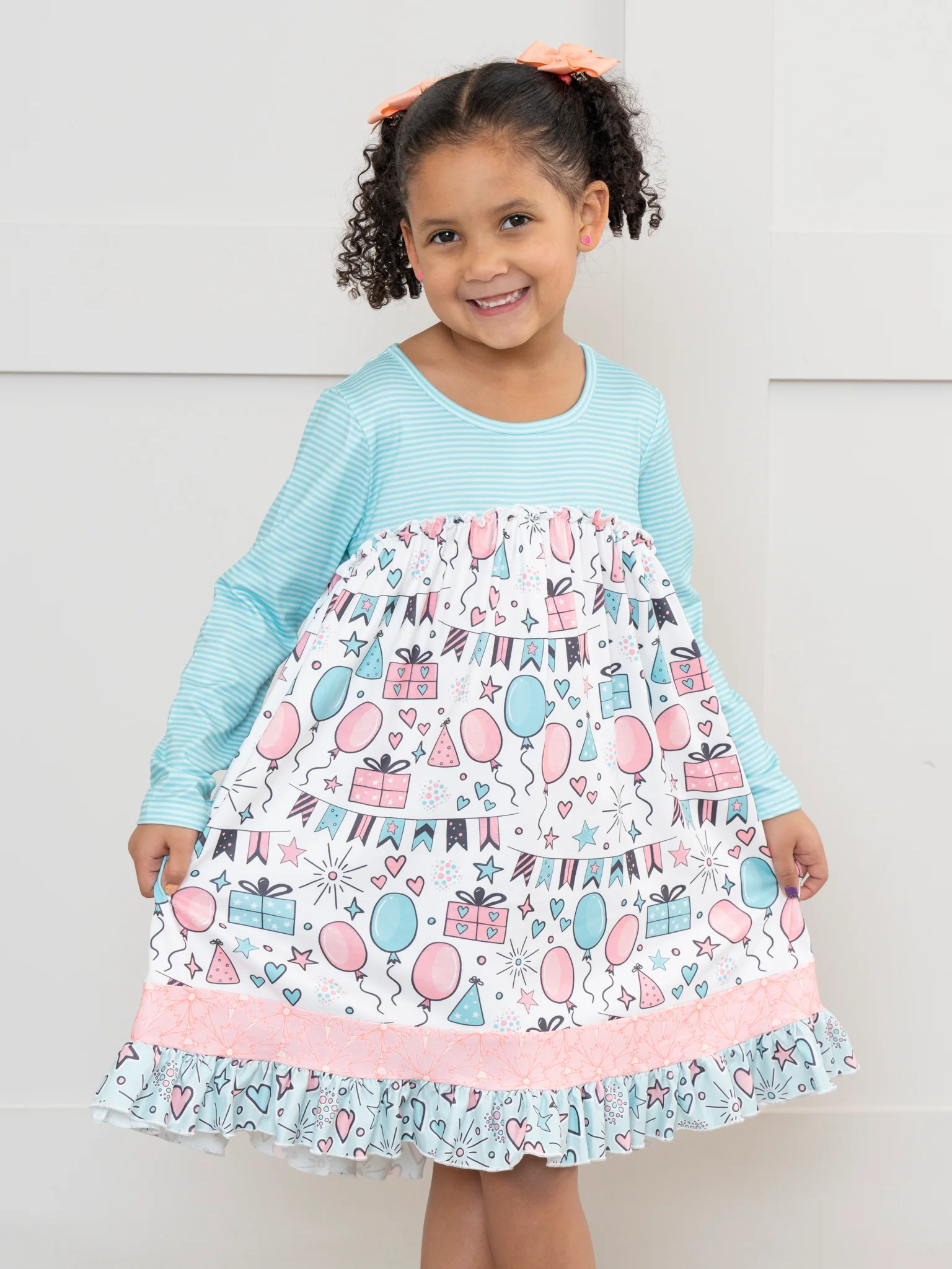 Birthday Party Stripes Ruffle Dress - Image 3