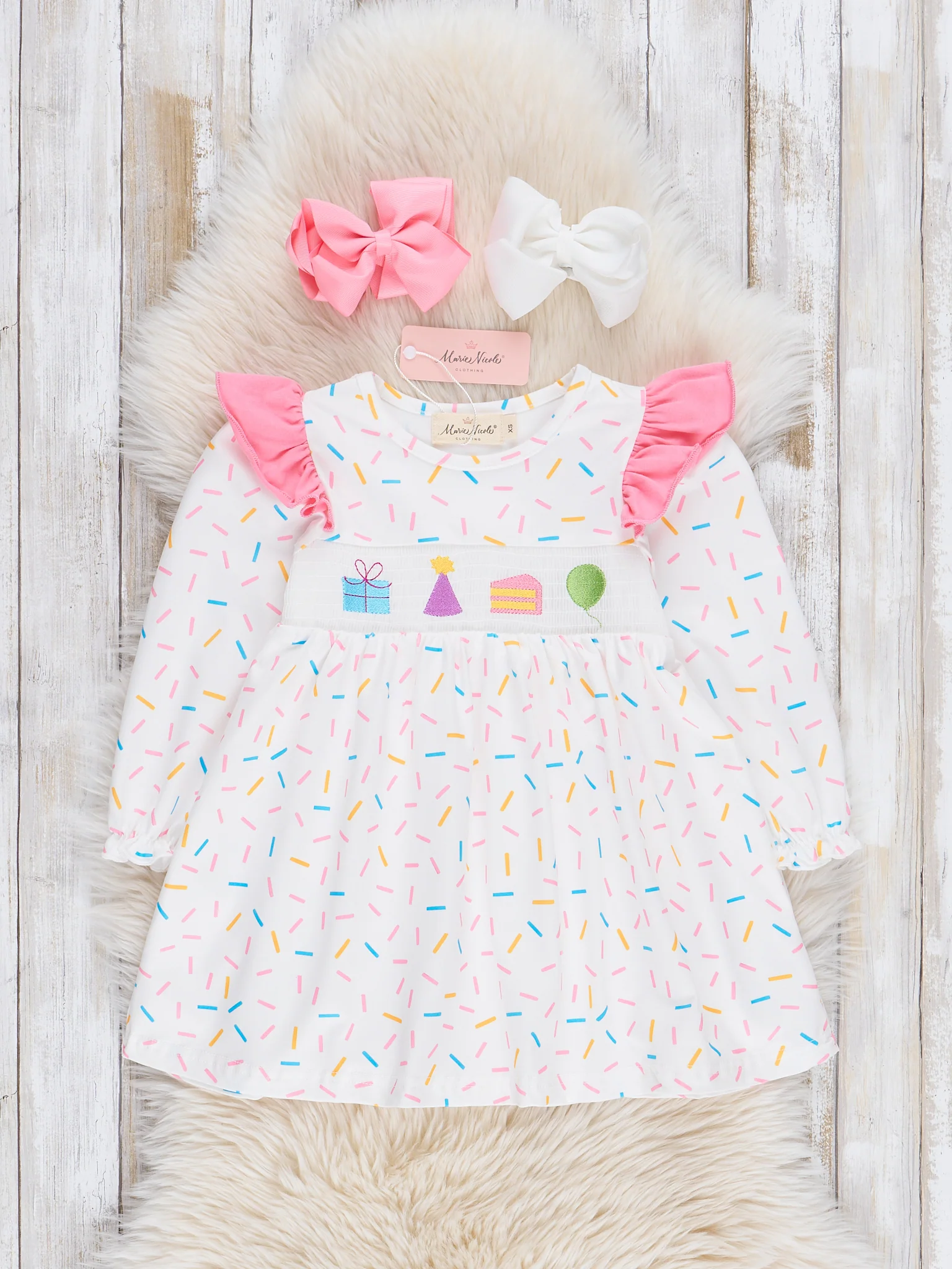 Birthday Sprinkles Smocked Ruffle Dress - Image 2