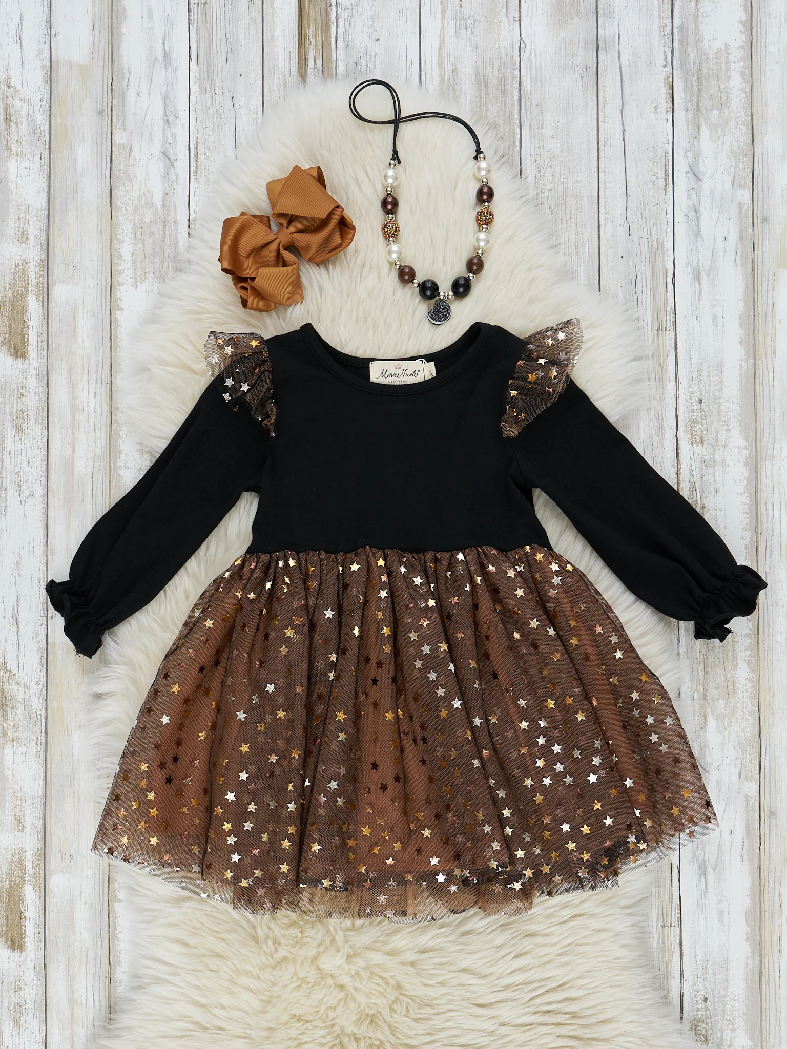 Black & Amber Sparkle Tulle Dress - Image 3
