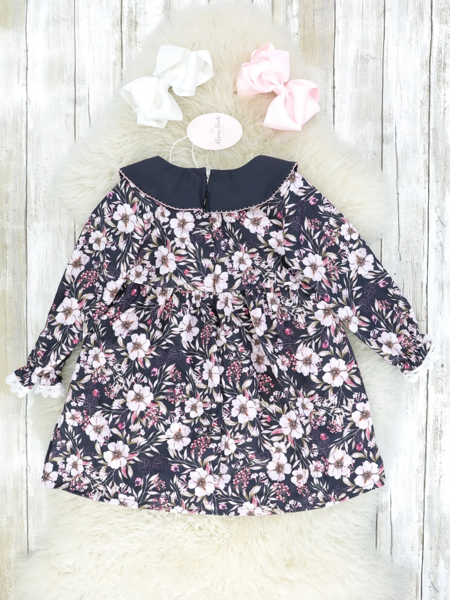Black & Pink Floral Bib Collar Dress - Image 2