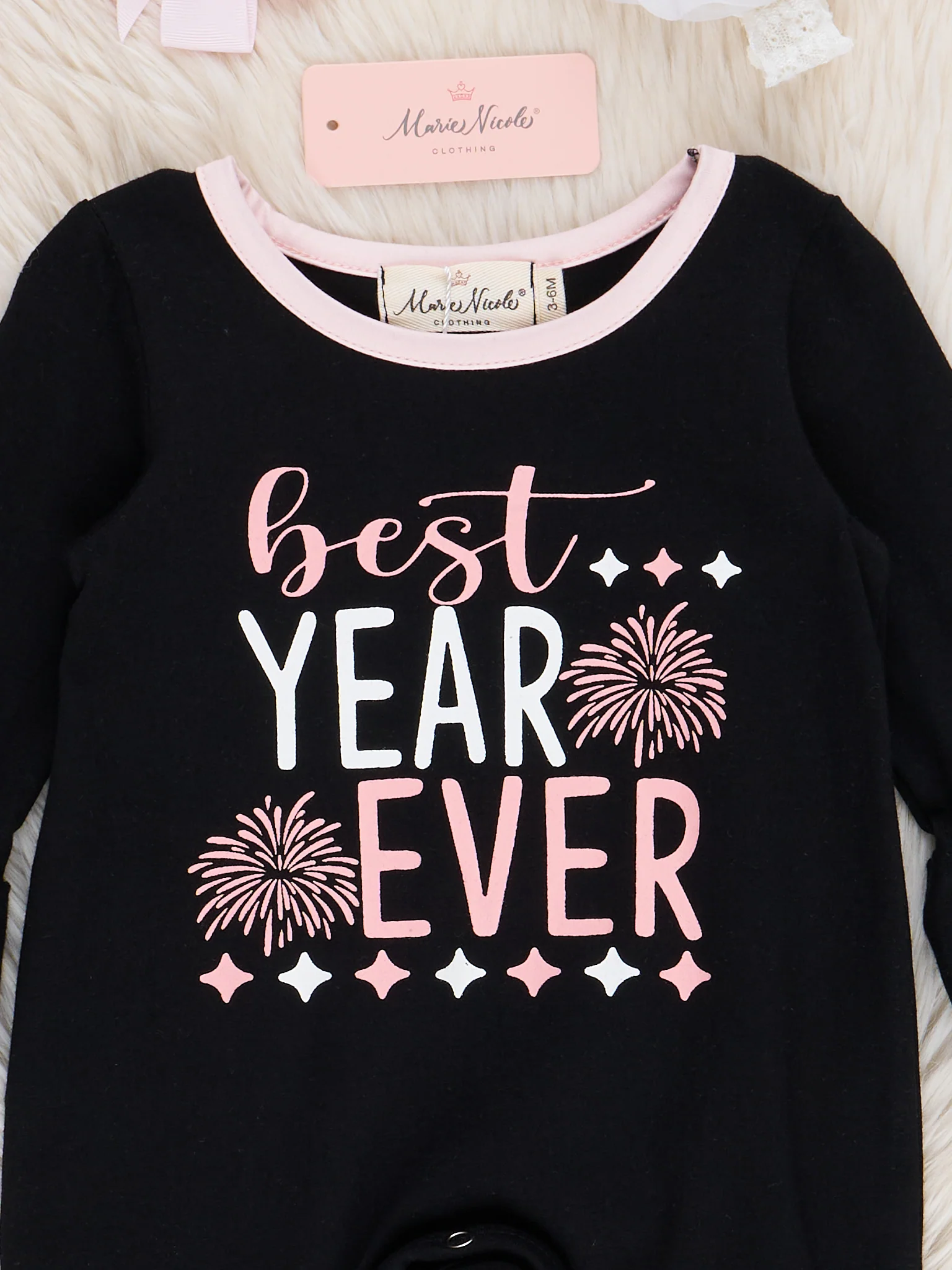 Black "Best Year Ever" Ruffle Romper - Image 2