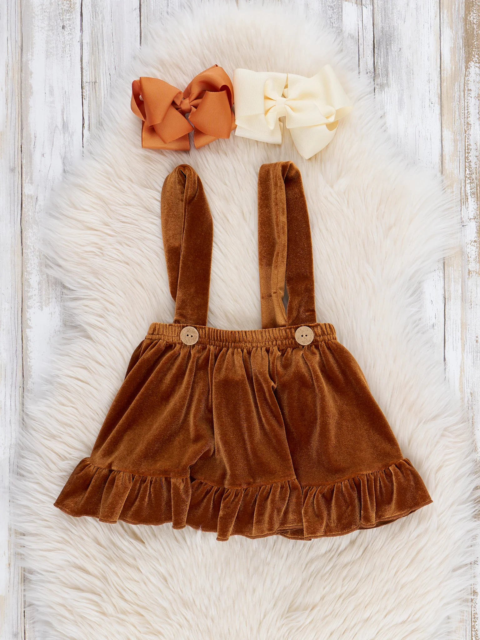 Black & Bronze Floral Velvet Ruffle Skirtall Set - Image 3