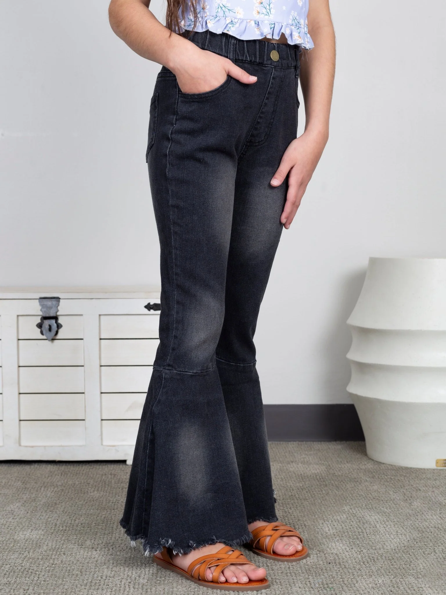 Black Denim Bell Bottoms - Image 2