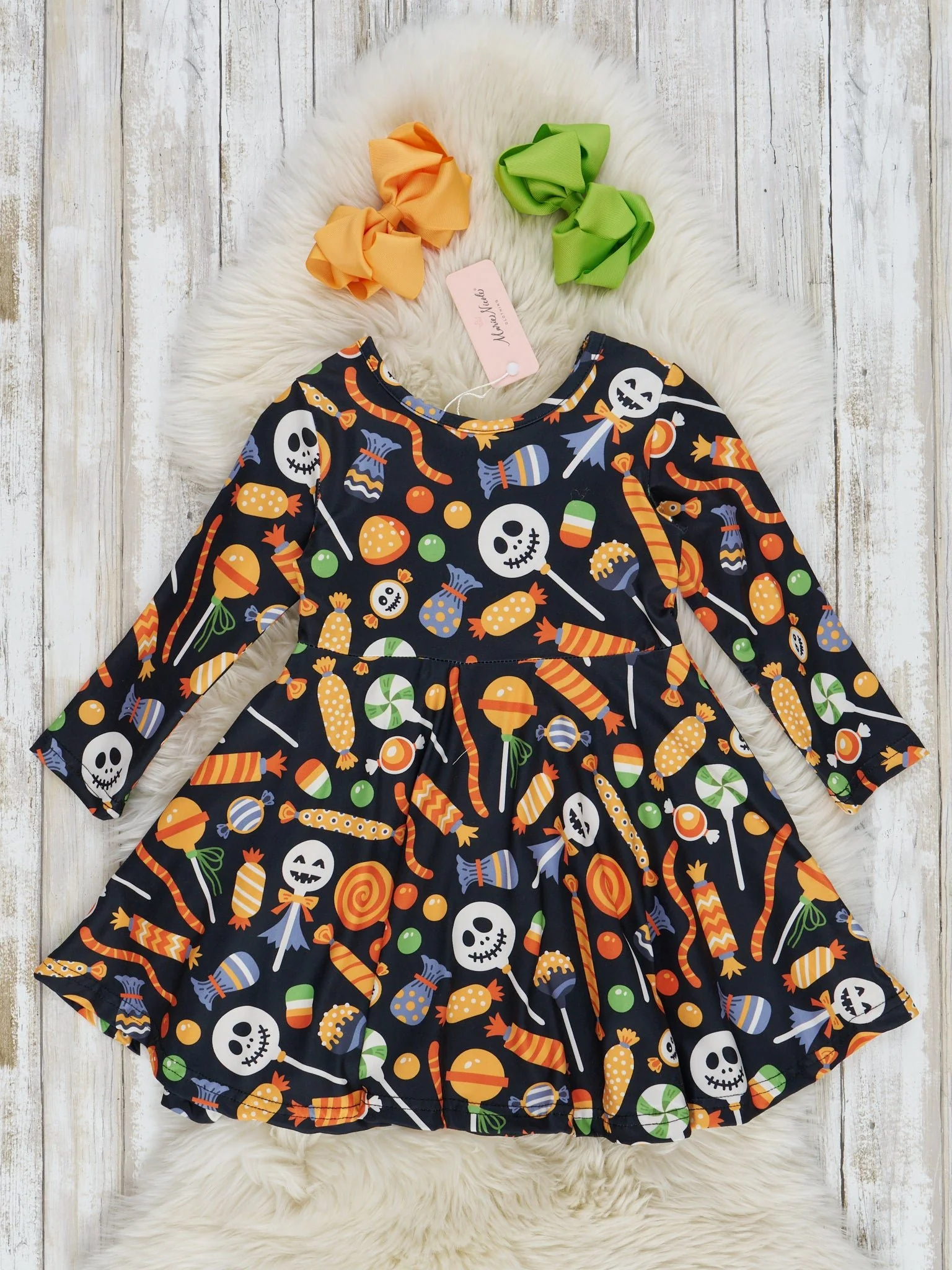 Black Halloween Treats Swing Dress