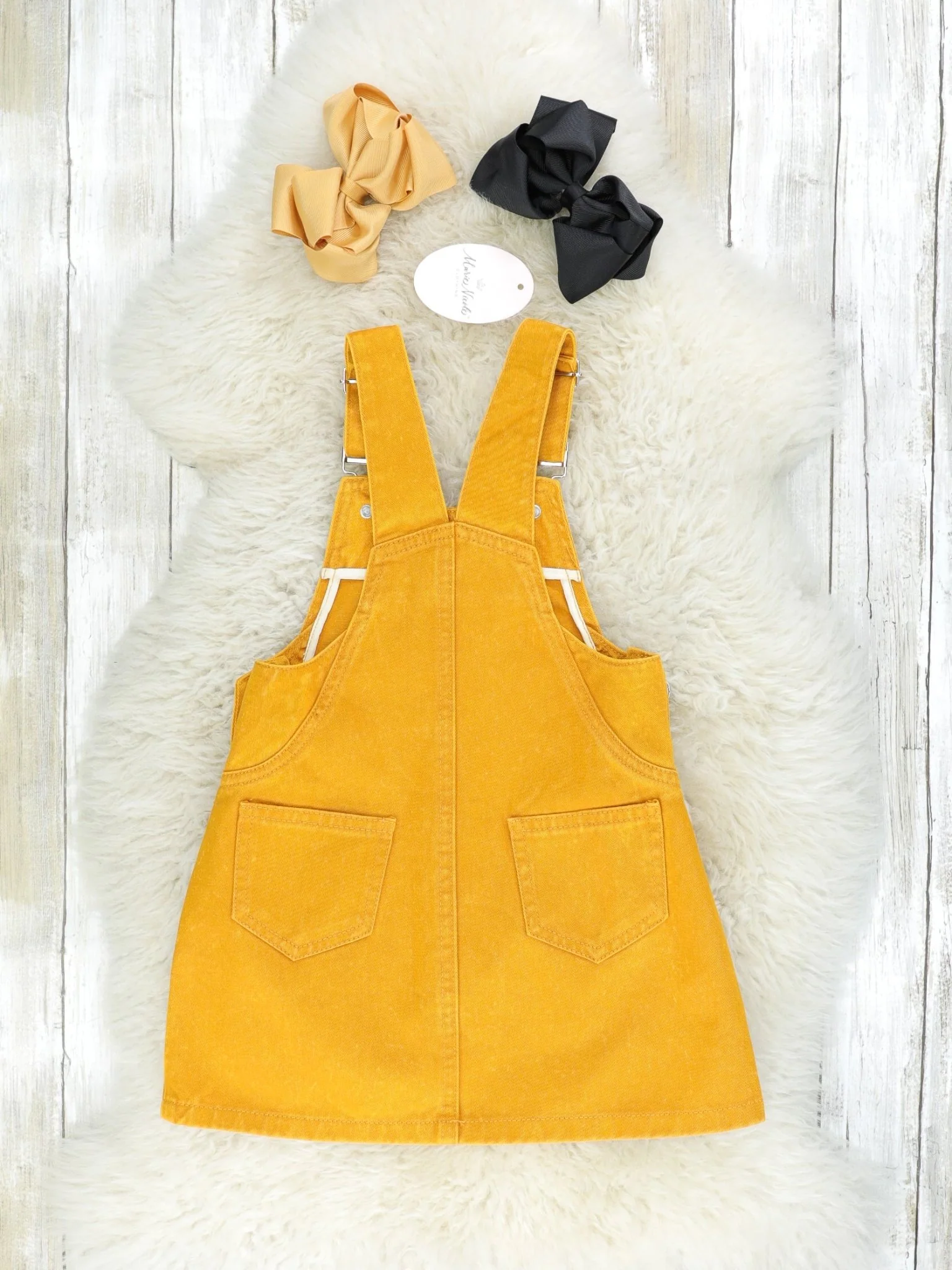 Black Long Sleeve & Denim Cat Pocket Overall Set - Image 2