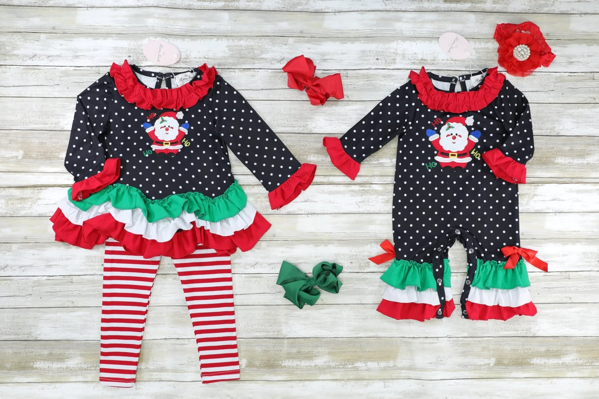 Black Polka Dot Santa Ruffle Outfit - Image 3