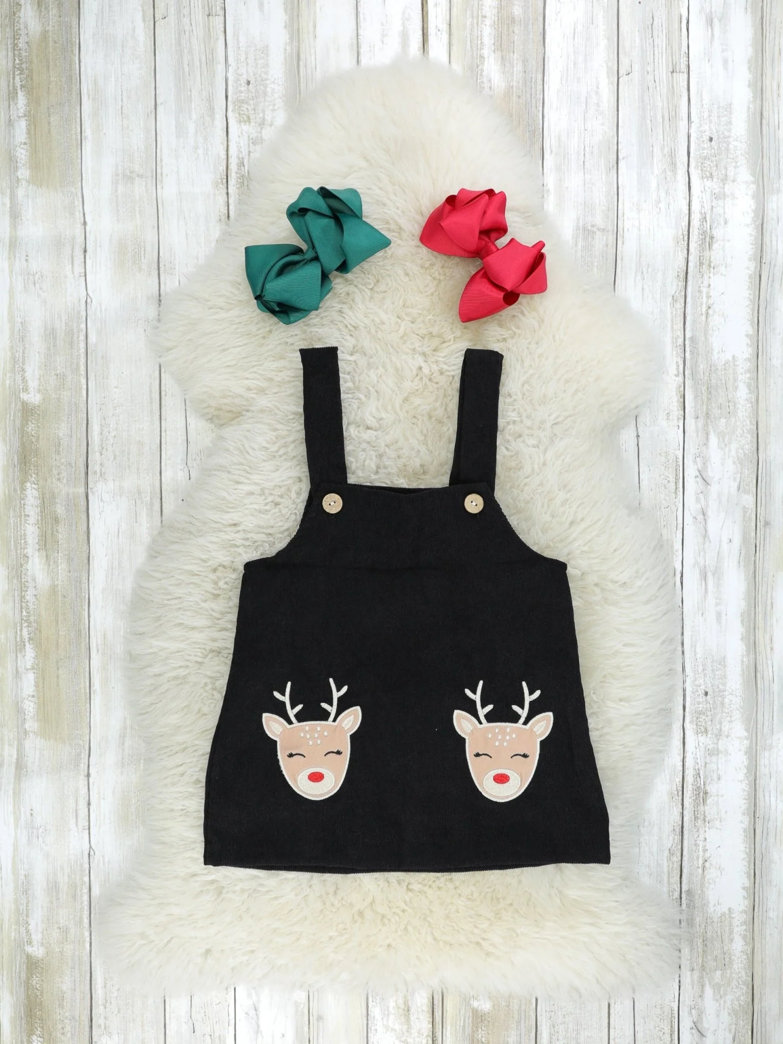 Black Reindeer Overall Dress Set - Image 2