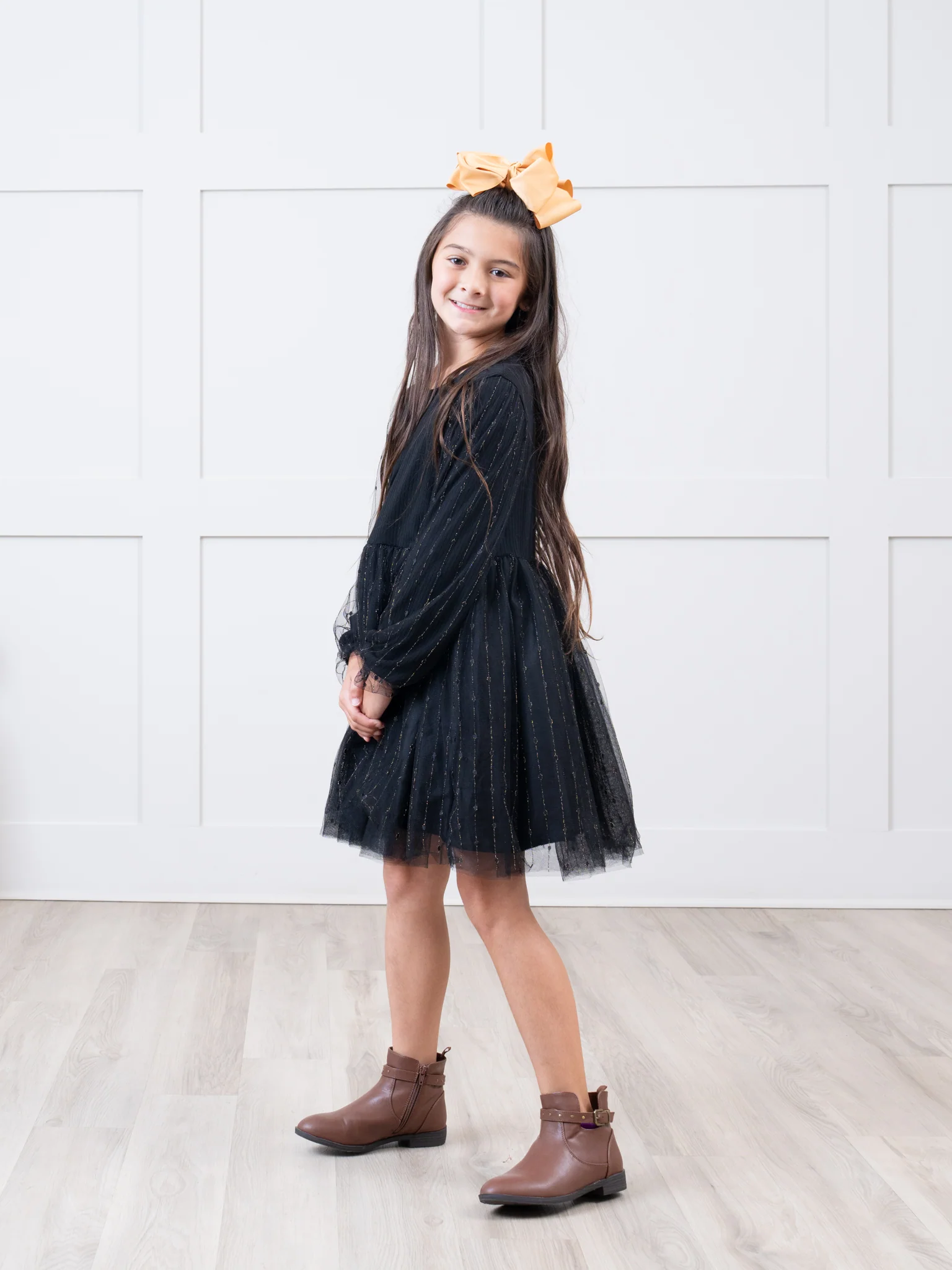 Black Ribbed Tulle Dress - Image 3