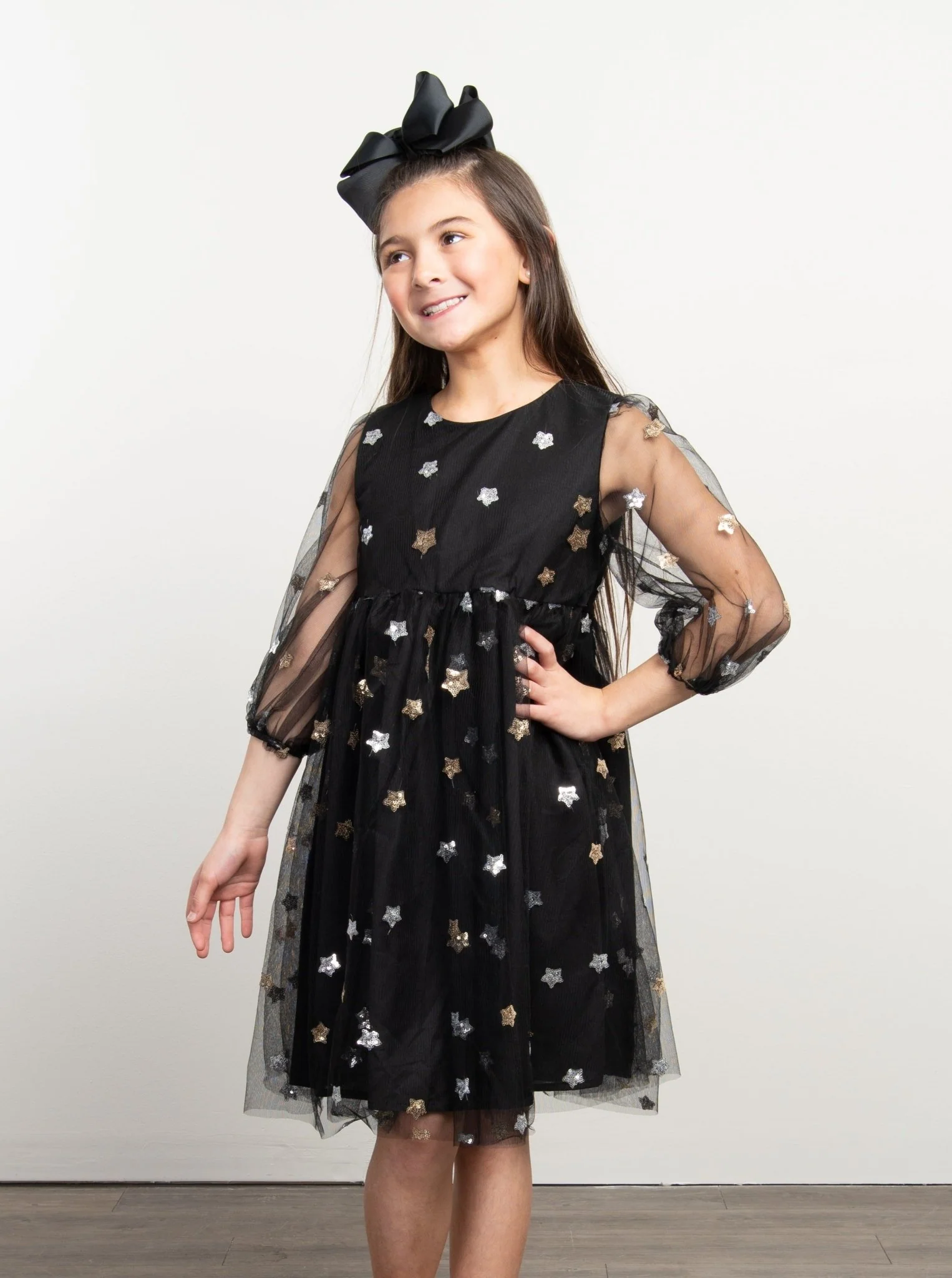 Black Sequin Star Tulle Dress