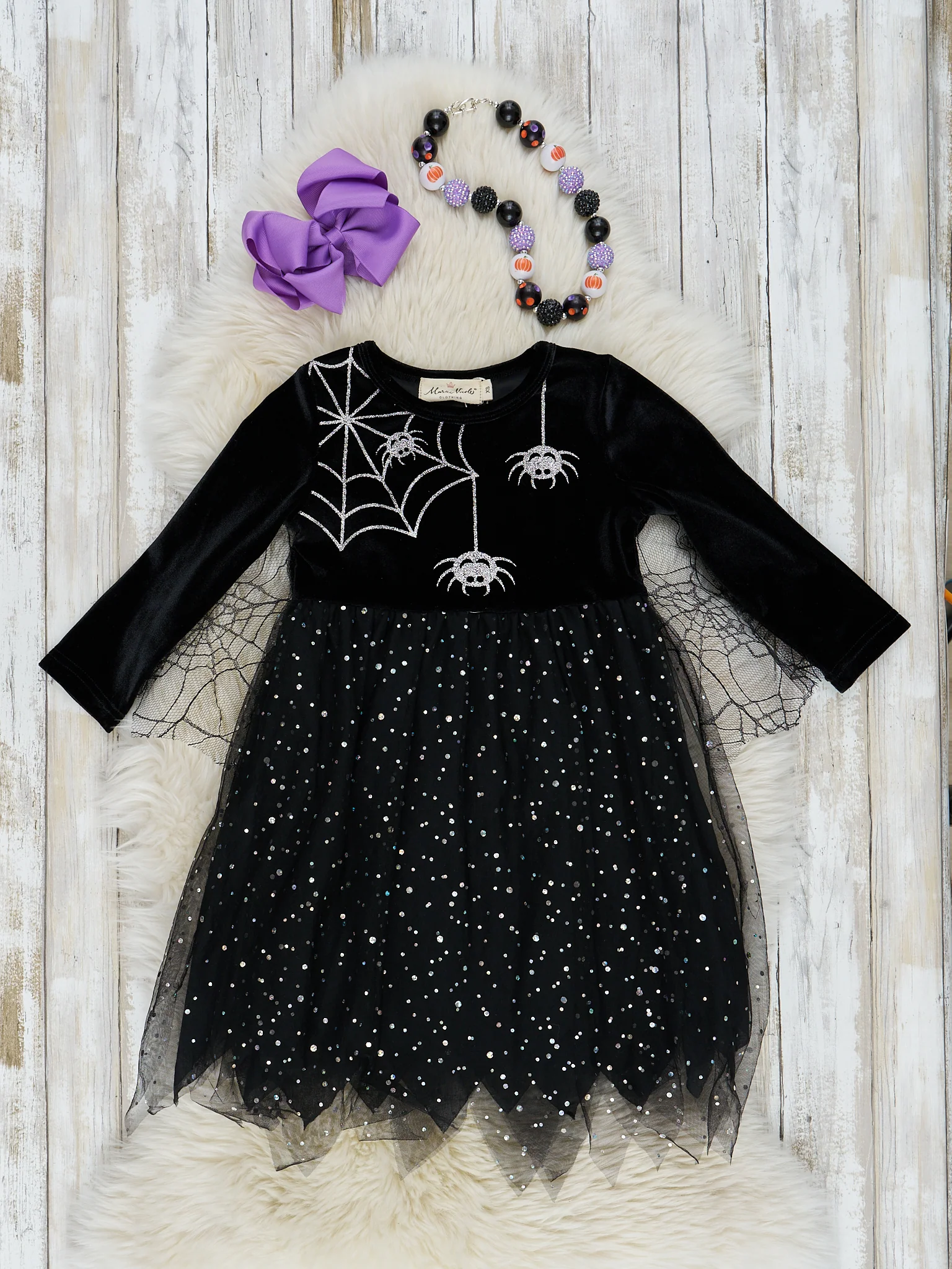 Black Spider Sparkle Tulle Dress