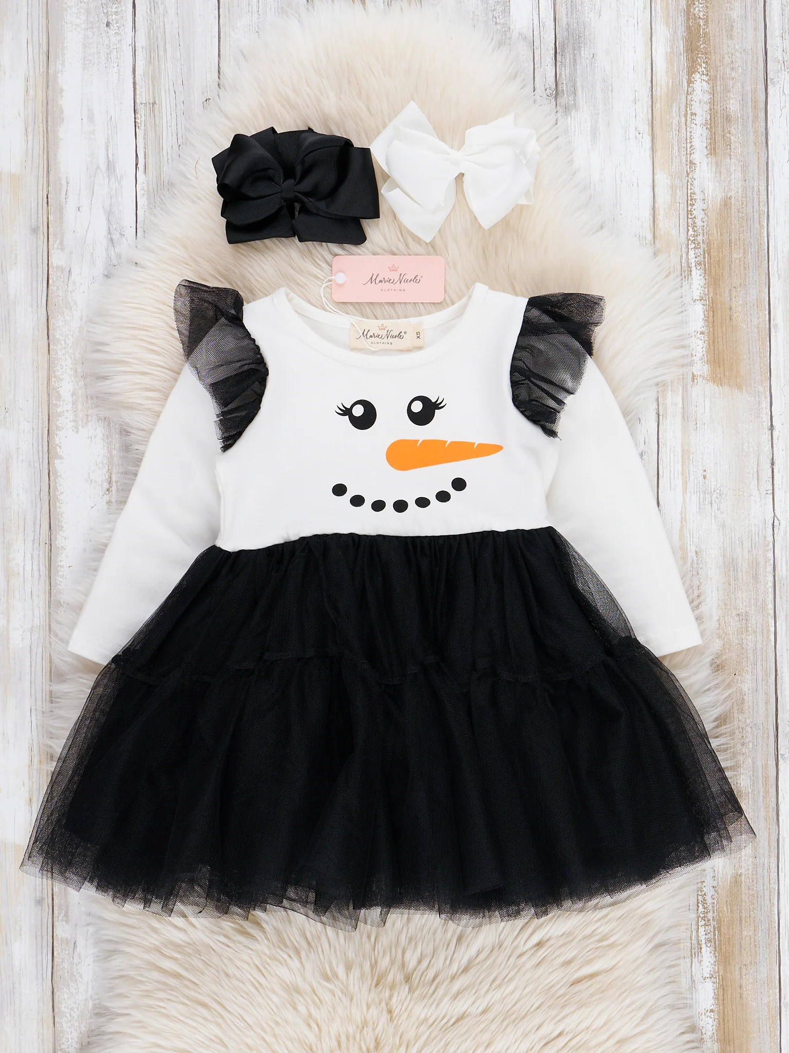 Black & White Snowman Tulle Dress - Image 2