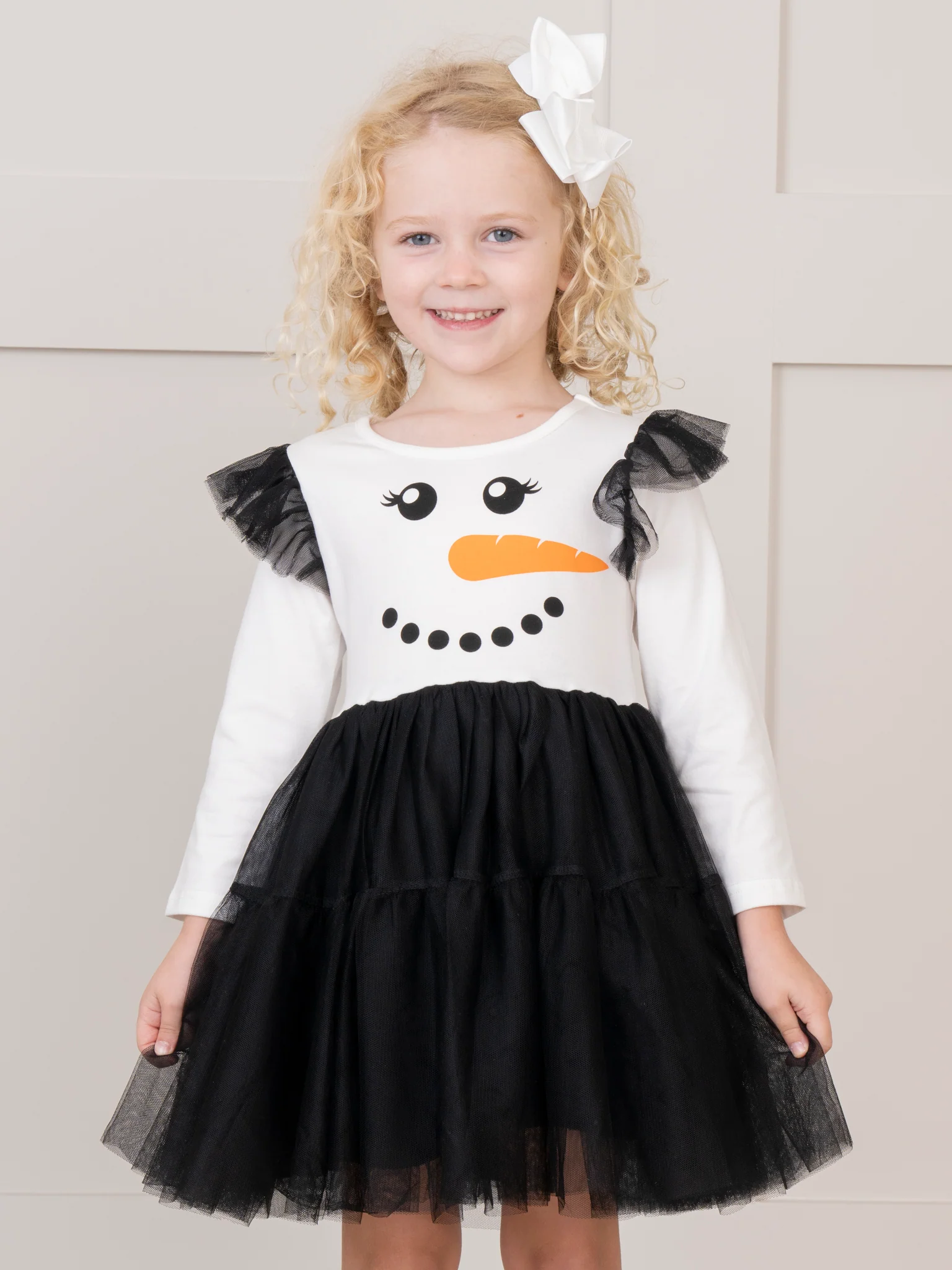 Black & White Snowman Tulle Dress - Image 3