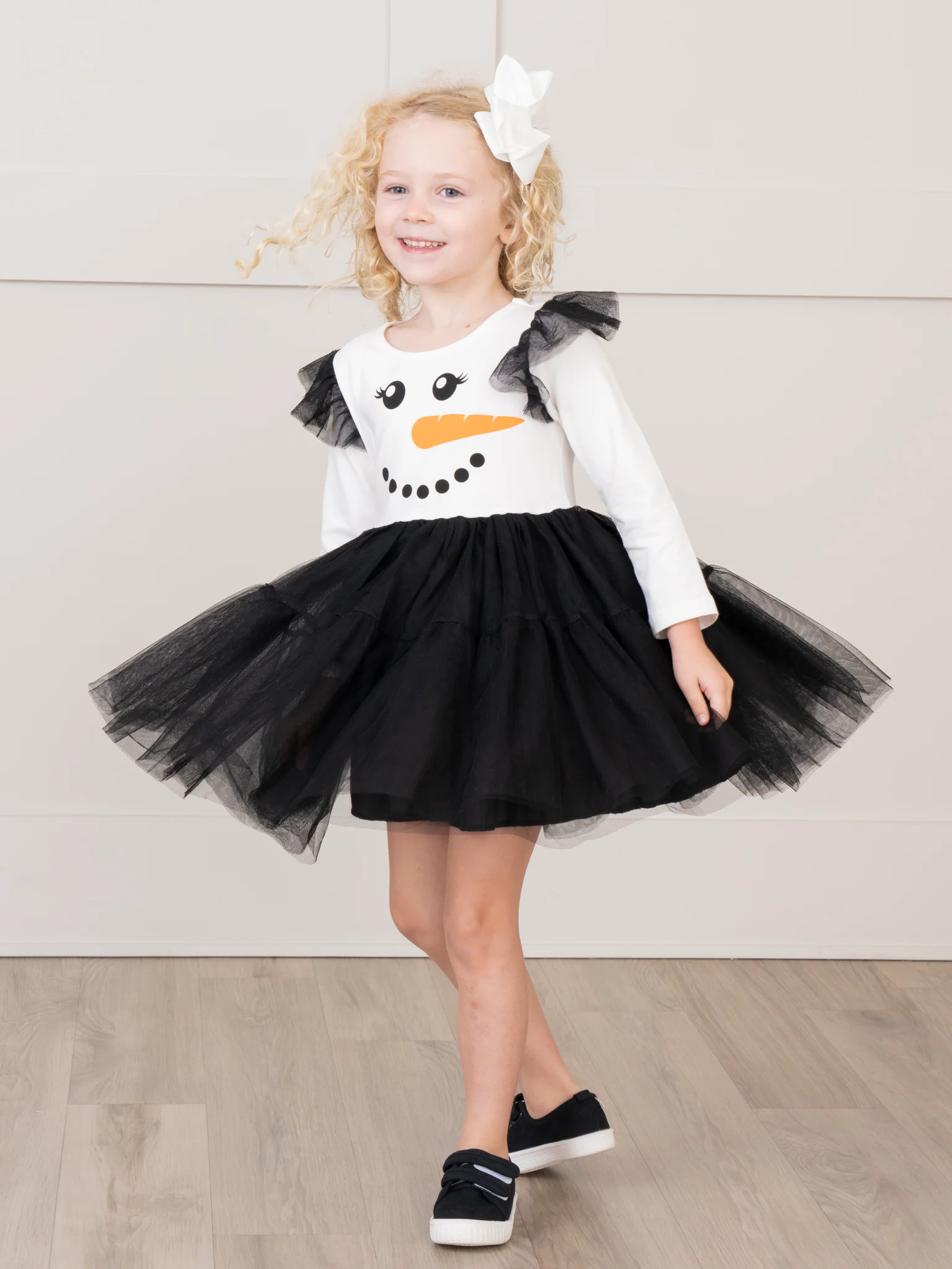 Black & White Snowman Tulle Dress - Image 4
