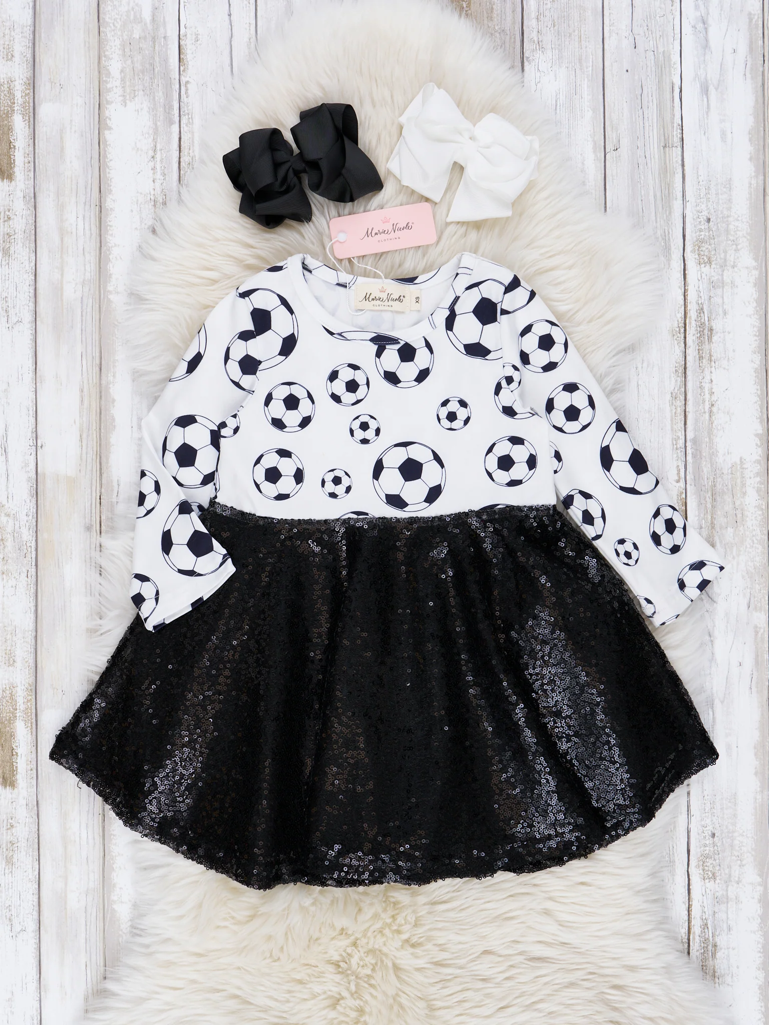 Black & White Soccer Sequin Dress - Image 2