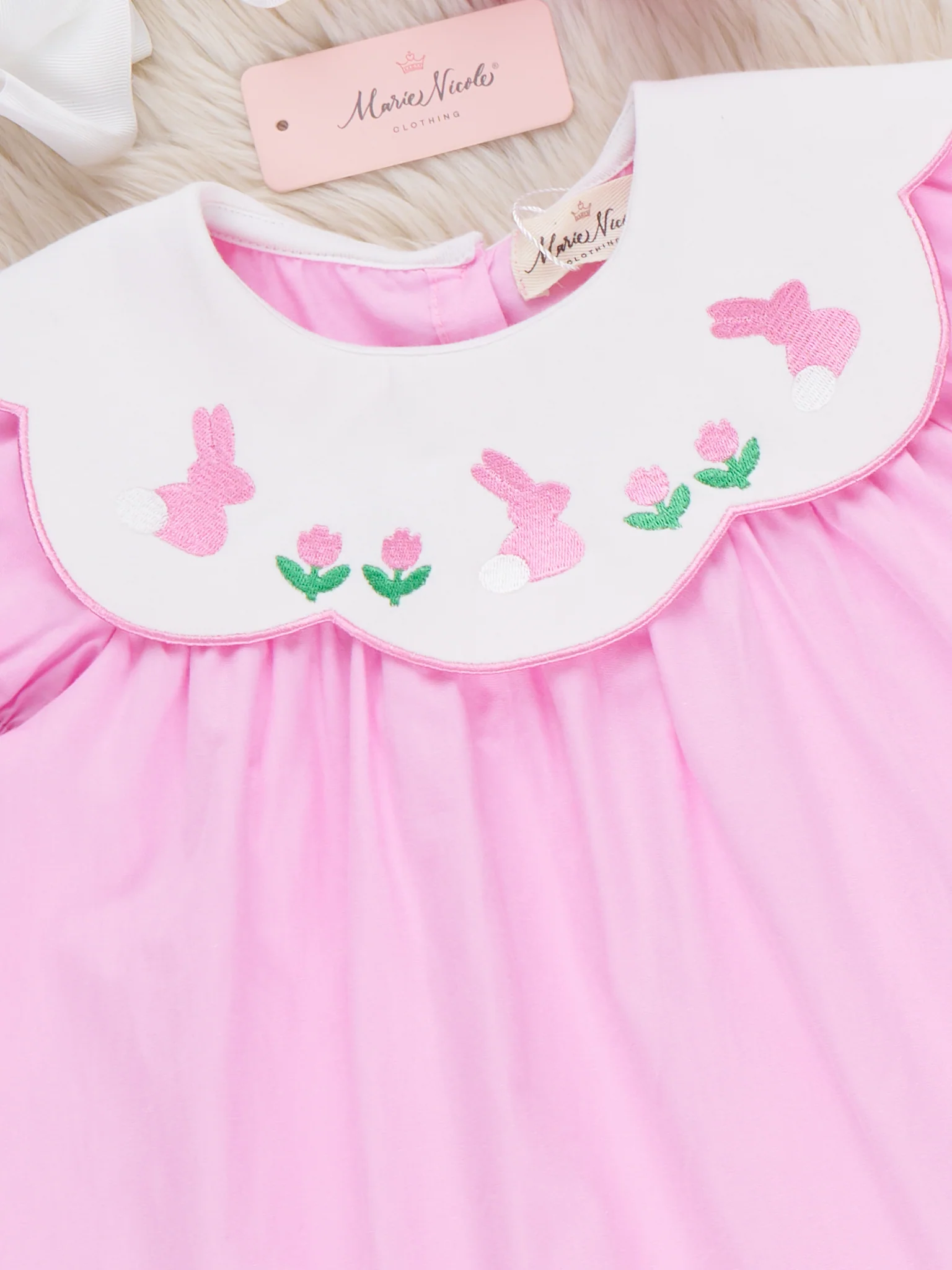 Blooming Bunny Embroidered 100% Cotton Dress - Image 2