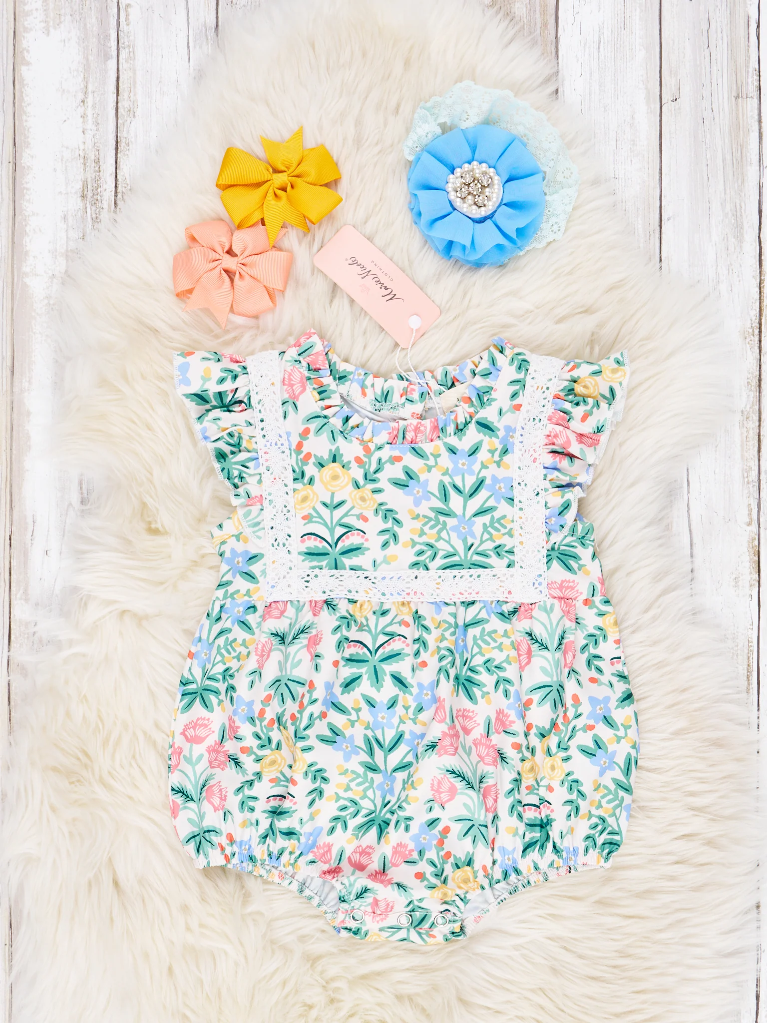 Blooming Floral Ruffle Lace Romper