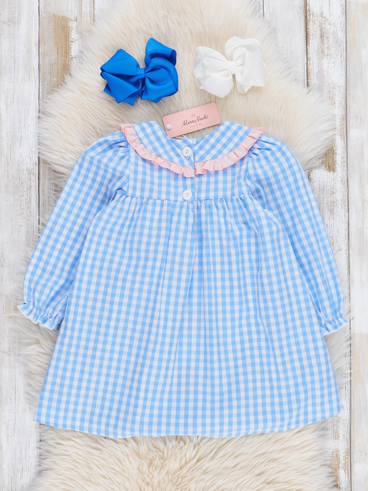 Blossoms and Blues Embroidered Cotton Dress - Image 3