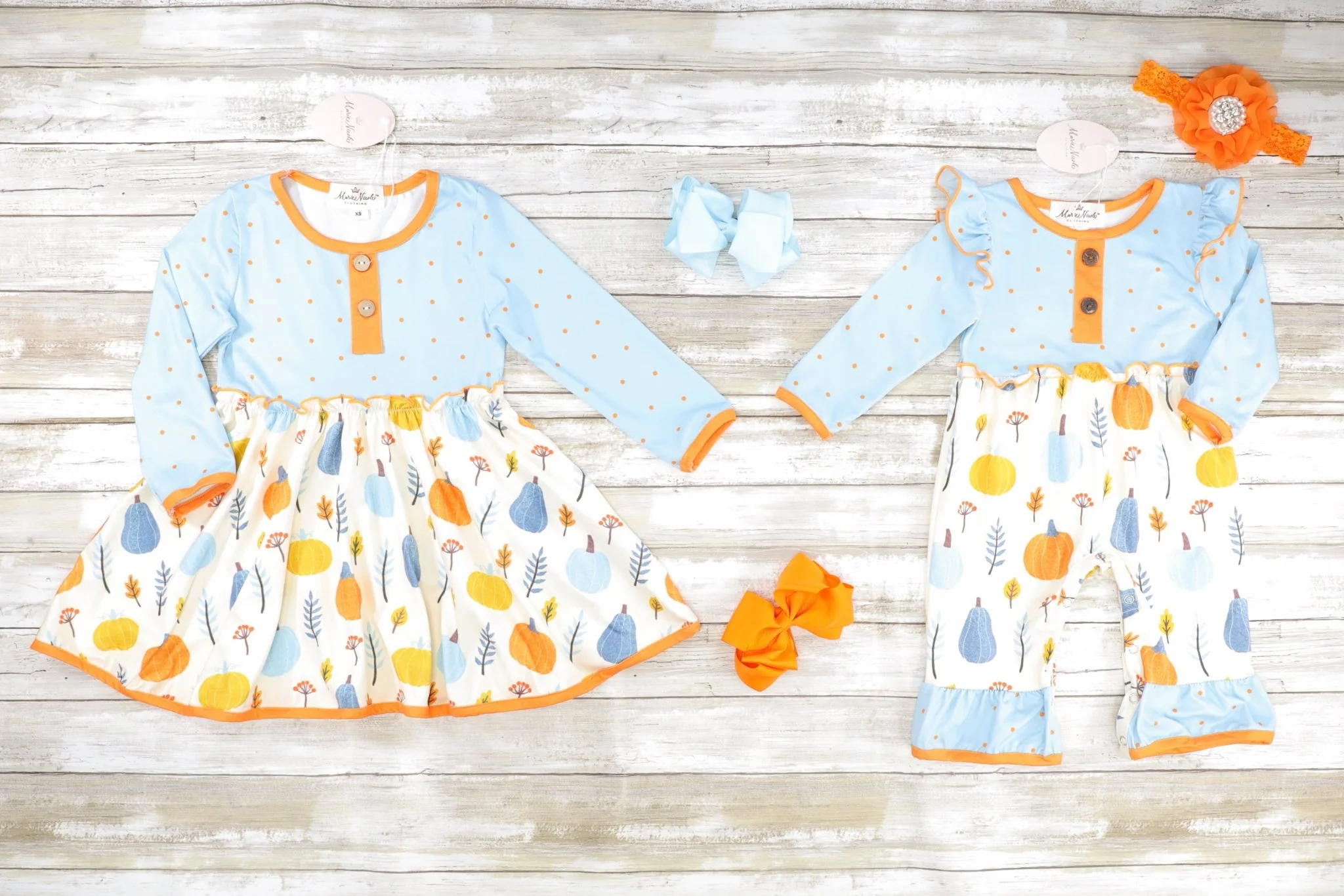 Blue & Orange Polka Dot Pumpkin Dress - Image 2
