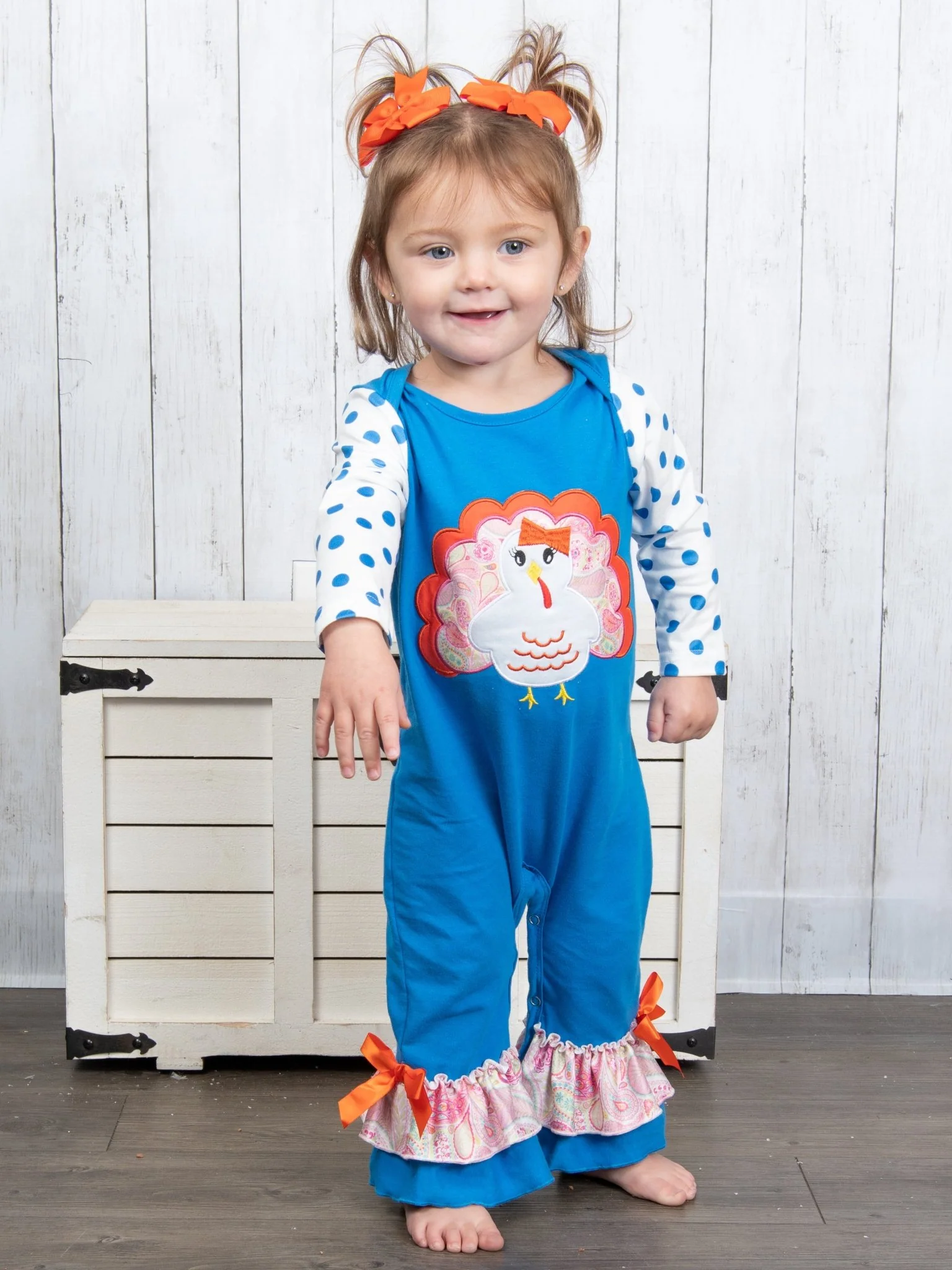 Blue & Pink Paisley Turkey Ruffle Romper