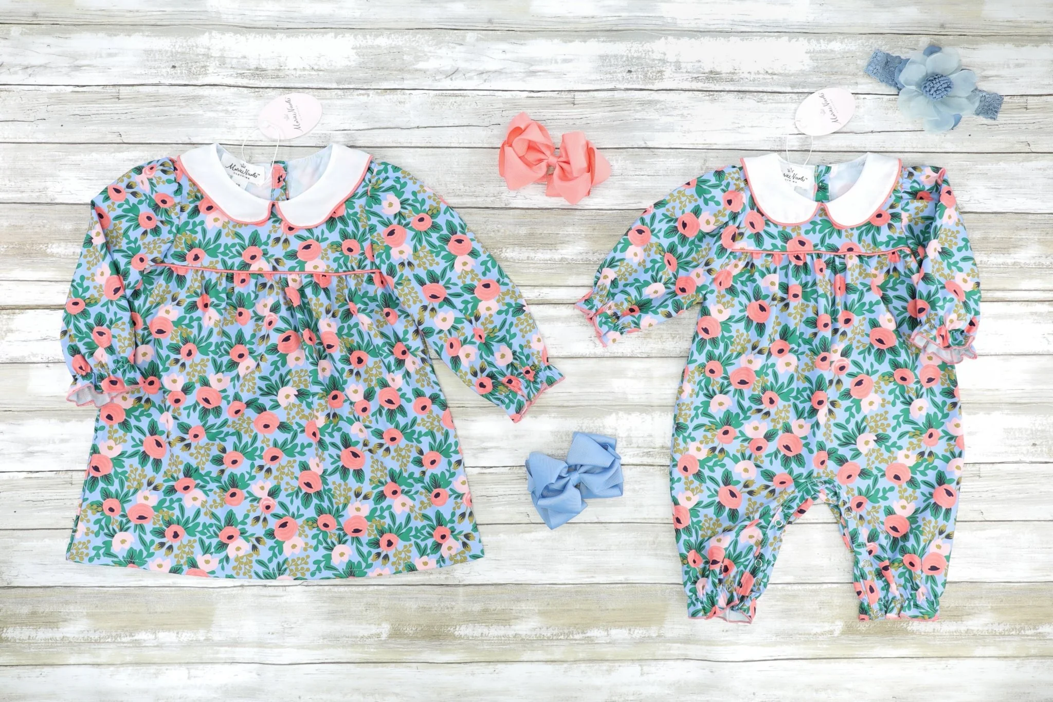 Blue & Pink Vintage Floral Romper - Image 2