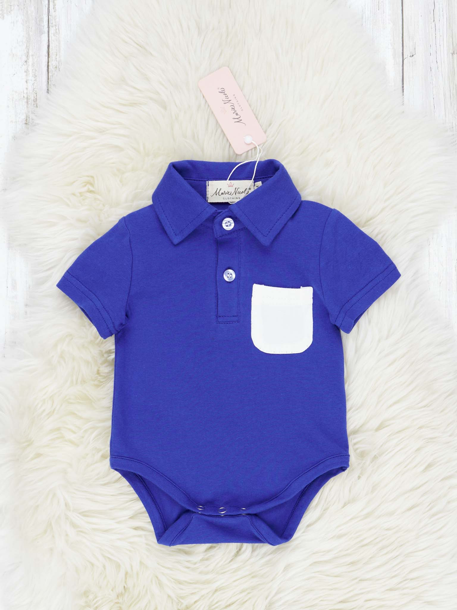 Blue & White Polo Romper - Image 2