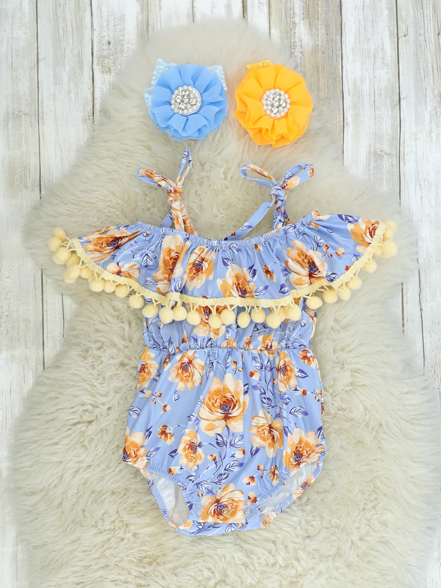 Blue & Yellow Floral Bubble Romper