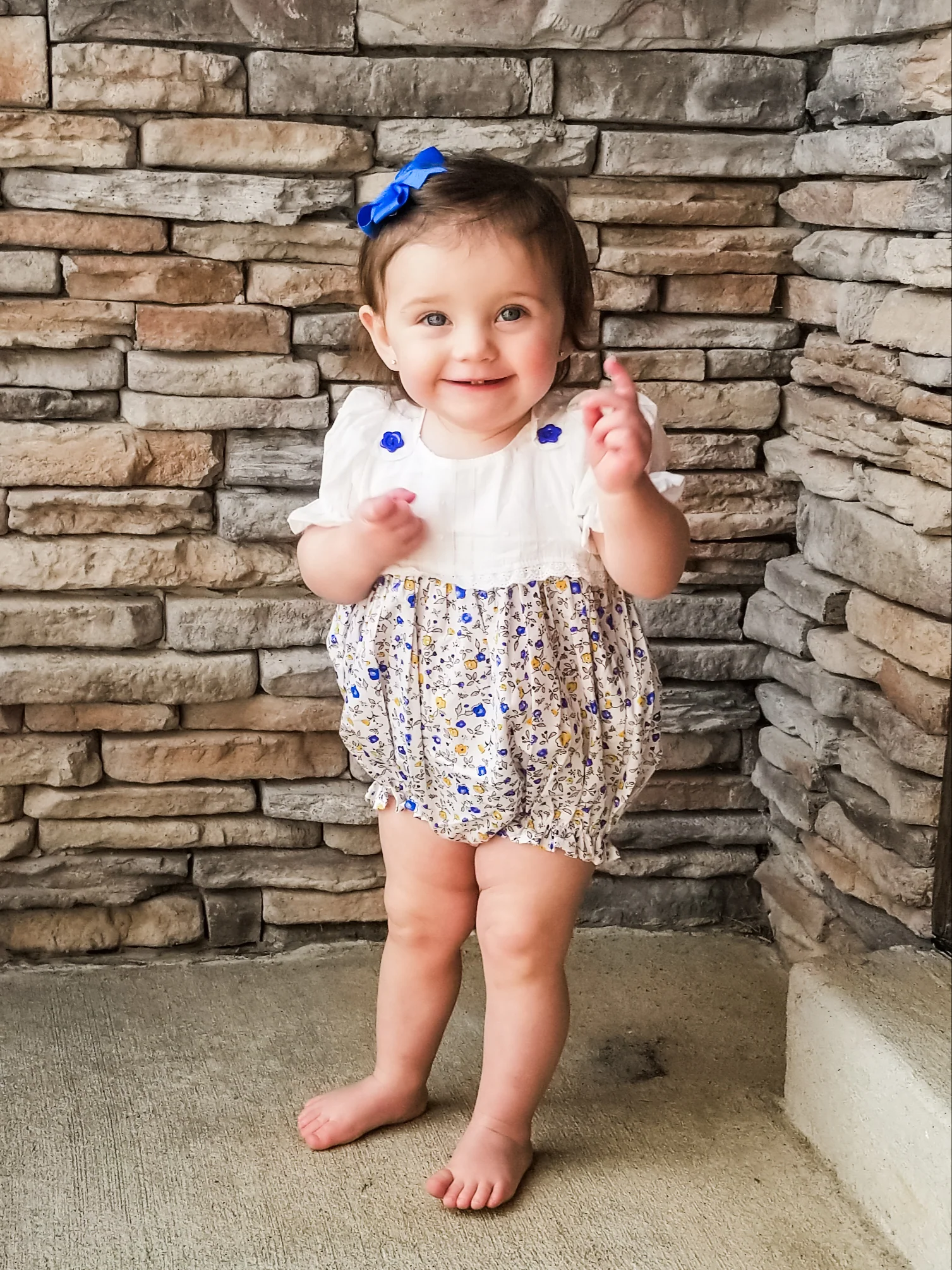 Blue & Yellow Floral Spring Bubble Romper - Image 5