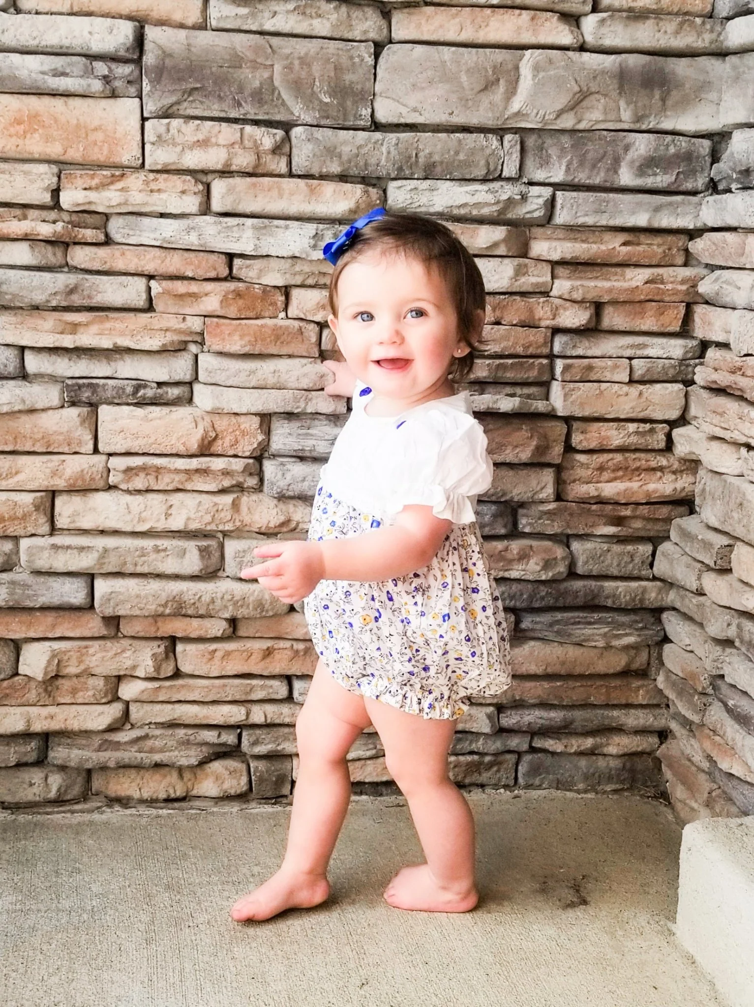 Blue & Yellow Floral Spring Bubble Romper - Image 6