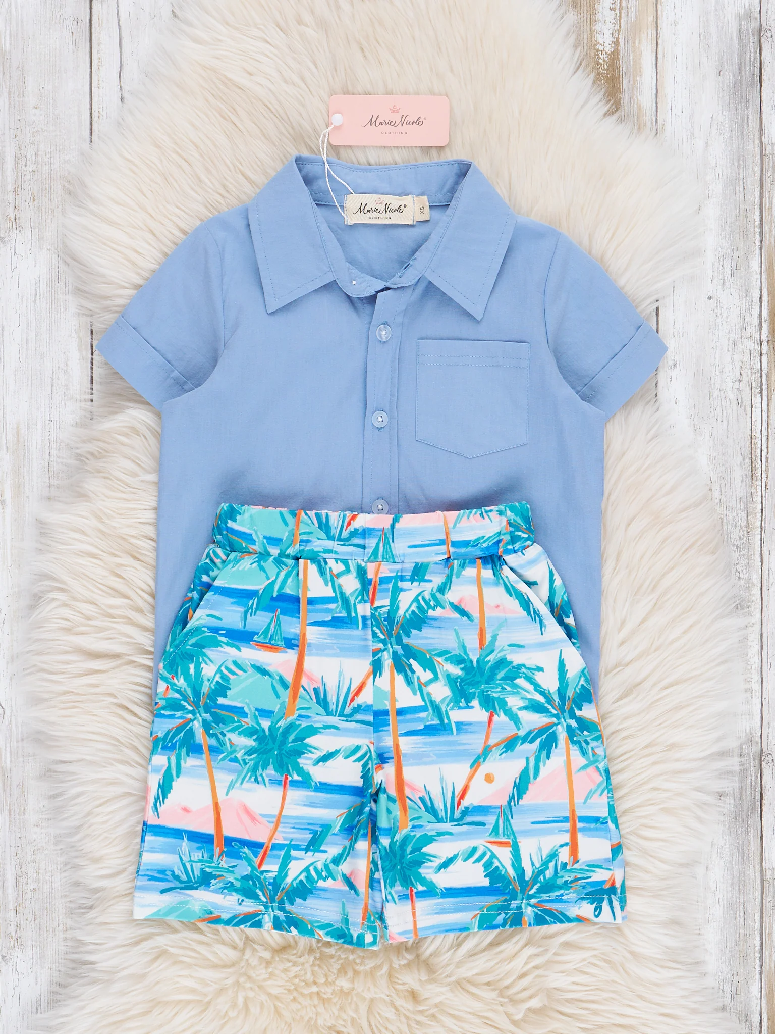 Blue Beach Days Button Up Outfit - Image 2