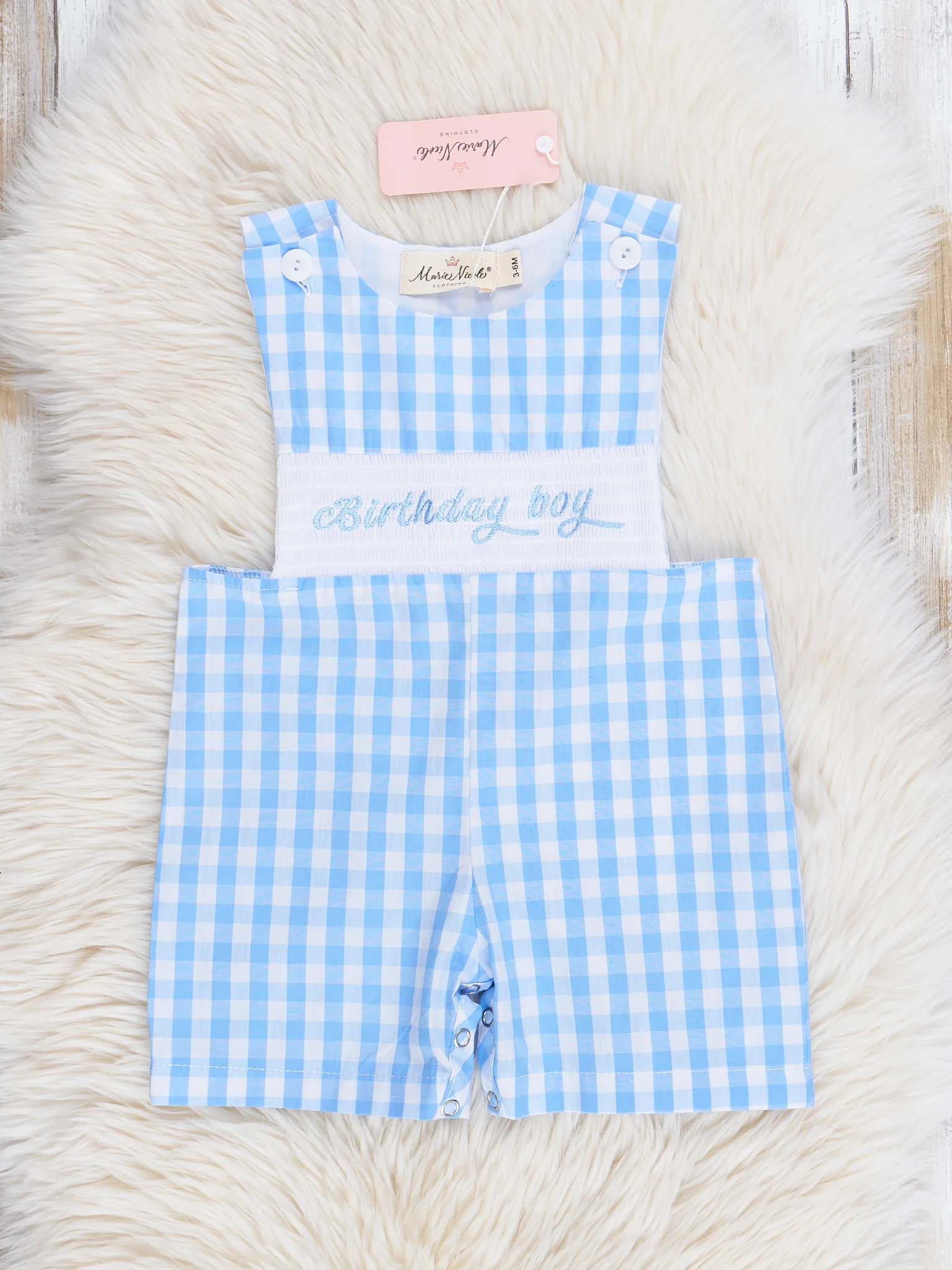 Blue Birthday Boy Smocked Johnny