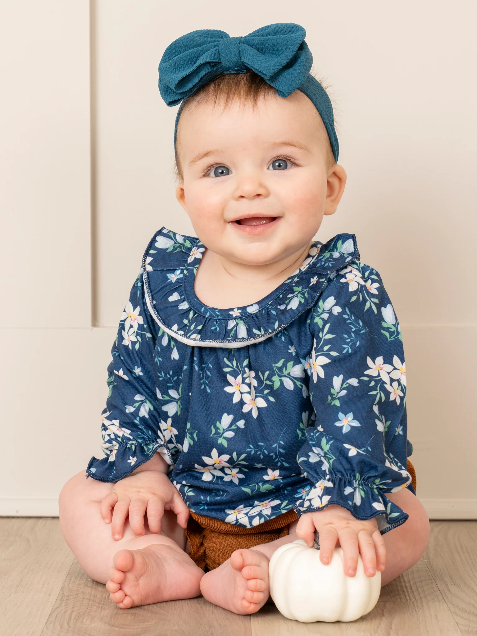Blue Blooms & Corduroy Bloomers Outfit - Image 4