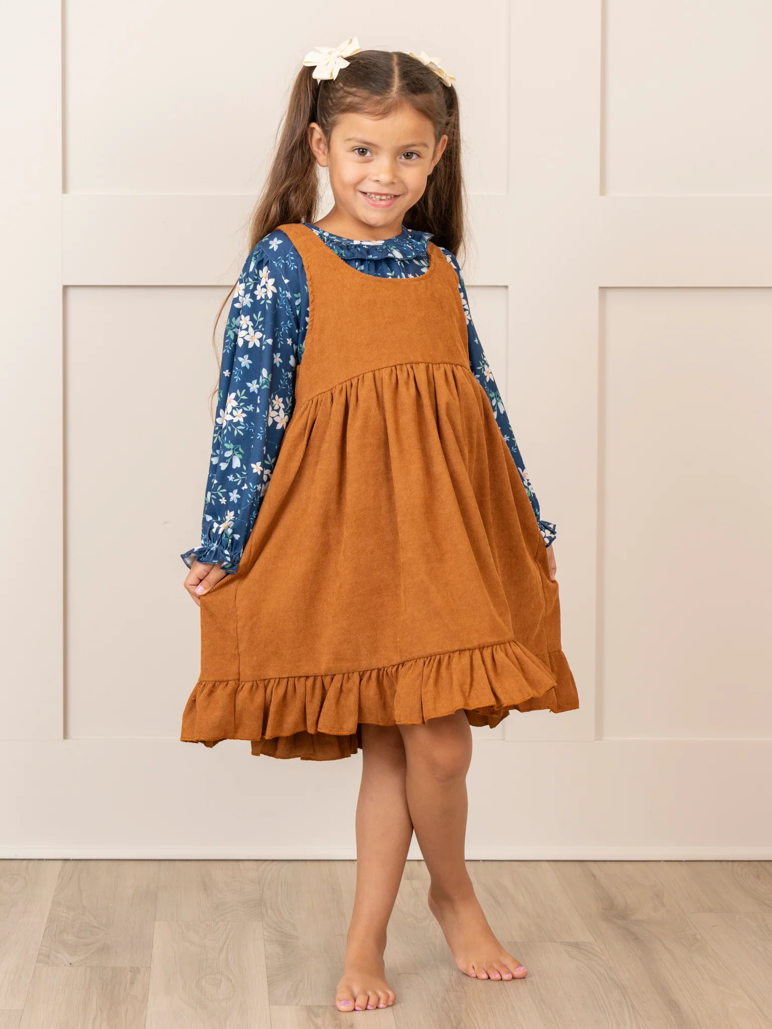 Blue Blooms & Corduroy Skirtall Set - Image 5