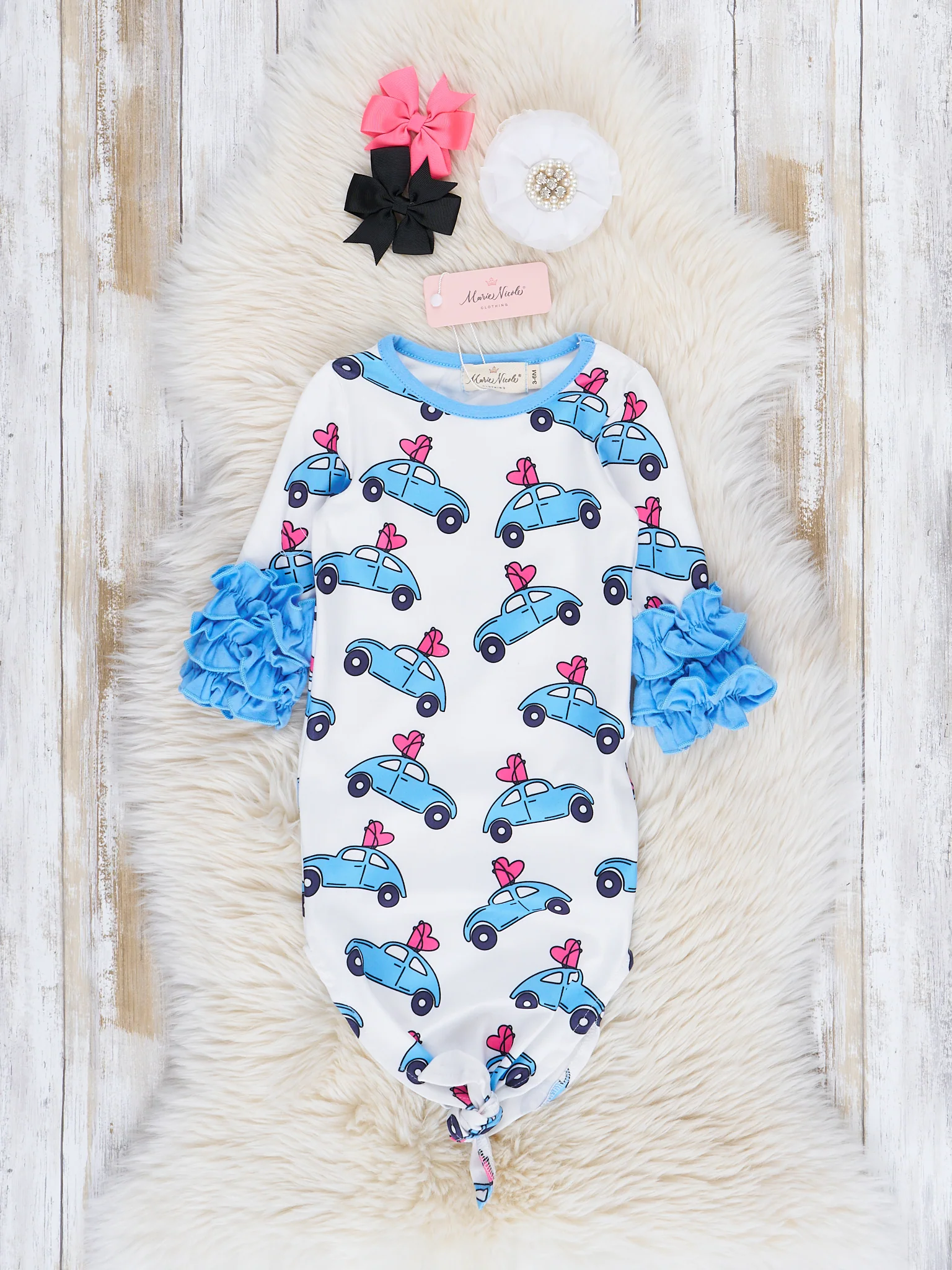 Blue Carry My Heart Icing Ruffle Knot Gown
