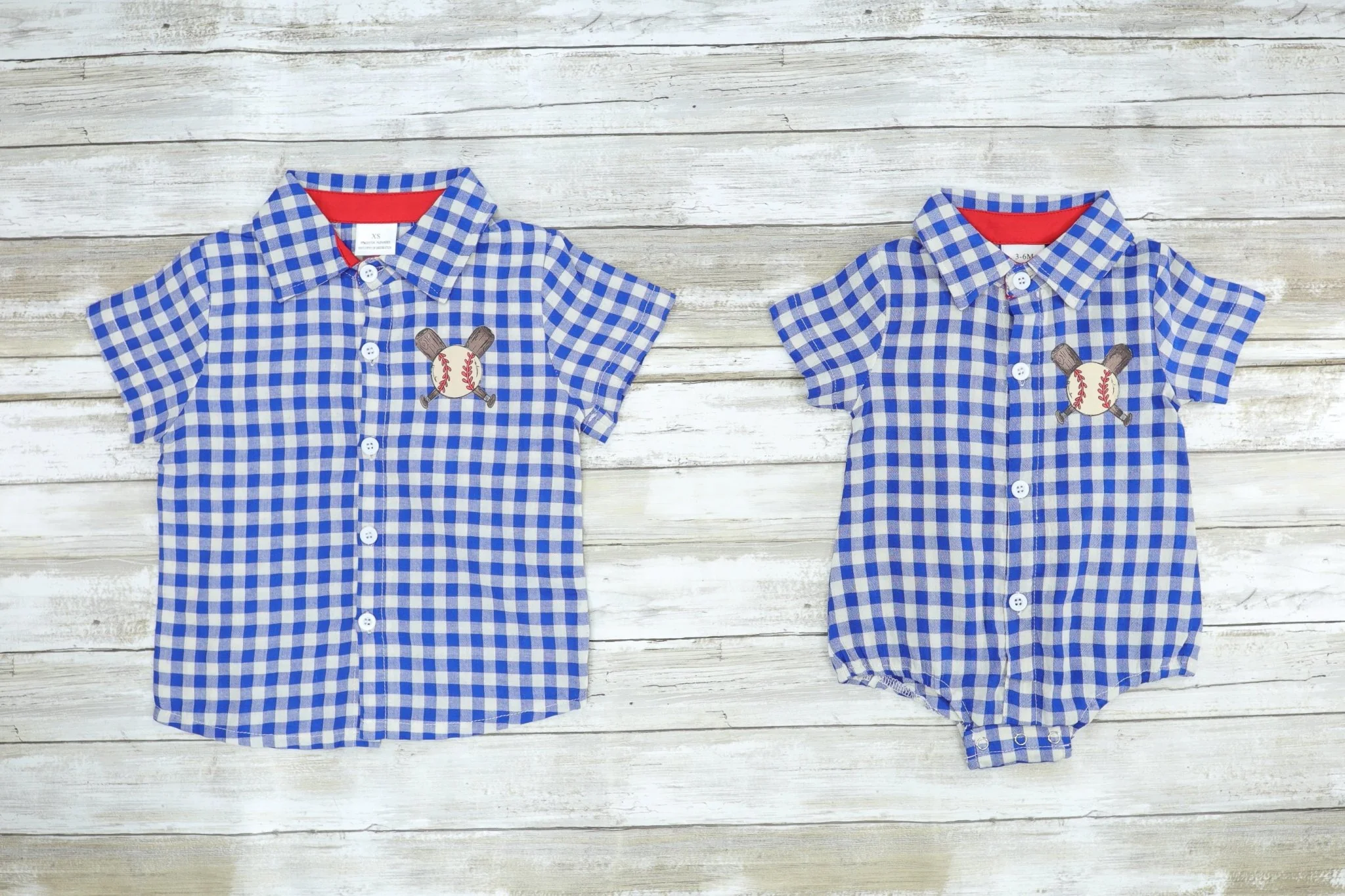 Blue Checked Baseball Button Up Shirt - Image 2