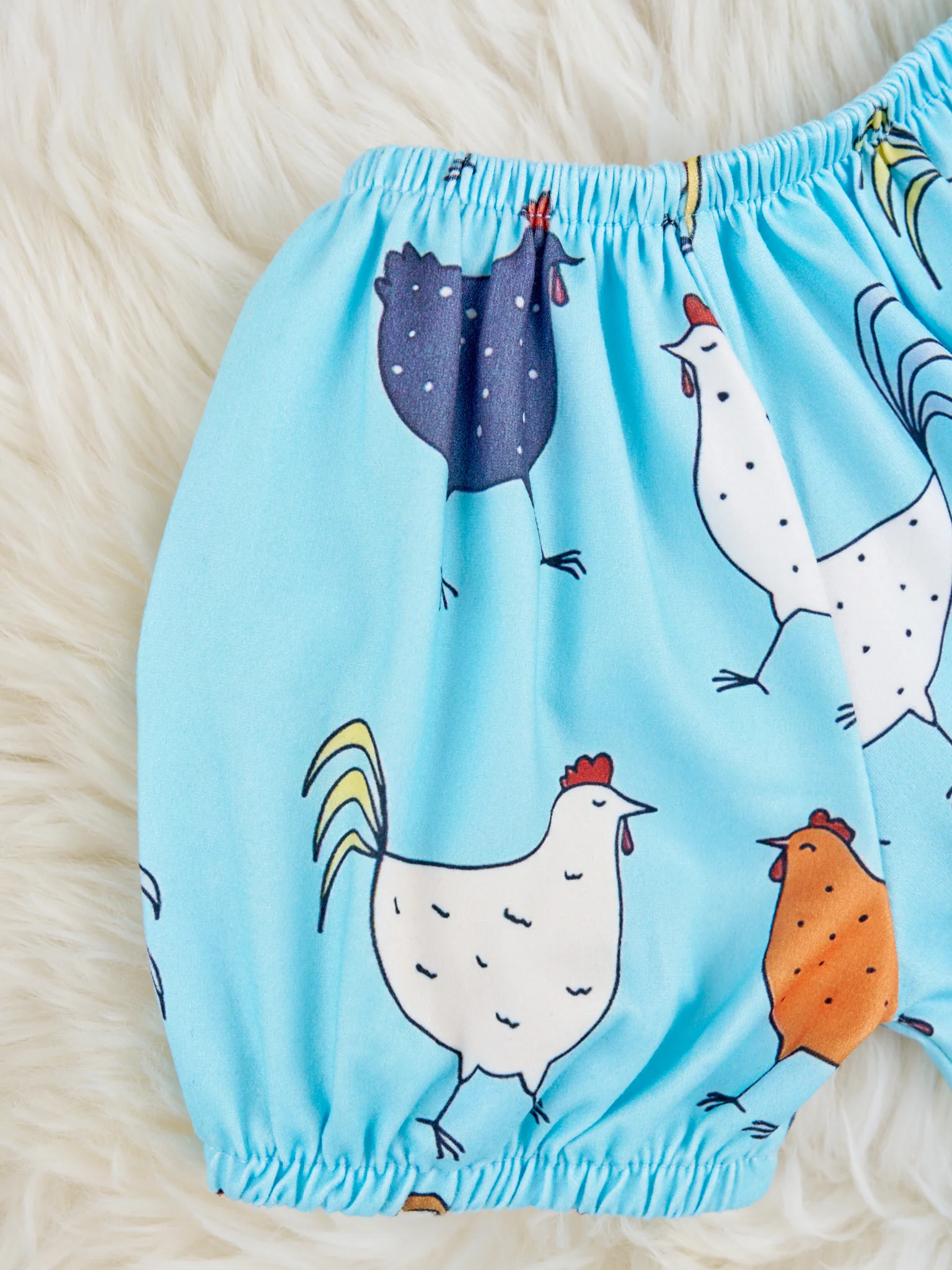 Blue Chicken Top & Yellow Shorts Outfit - Image 4